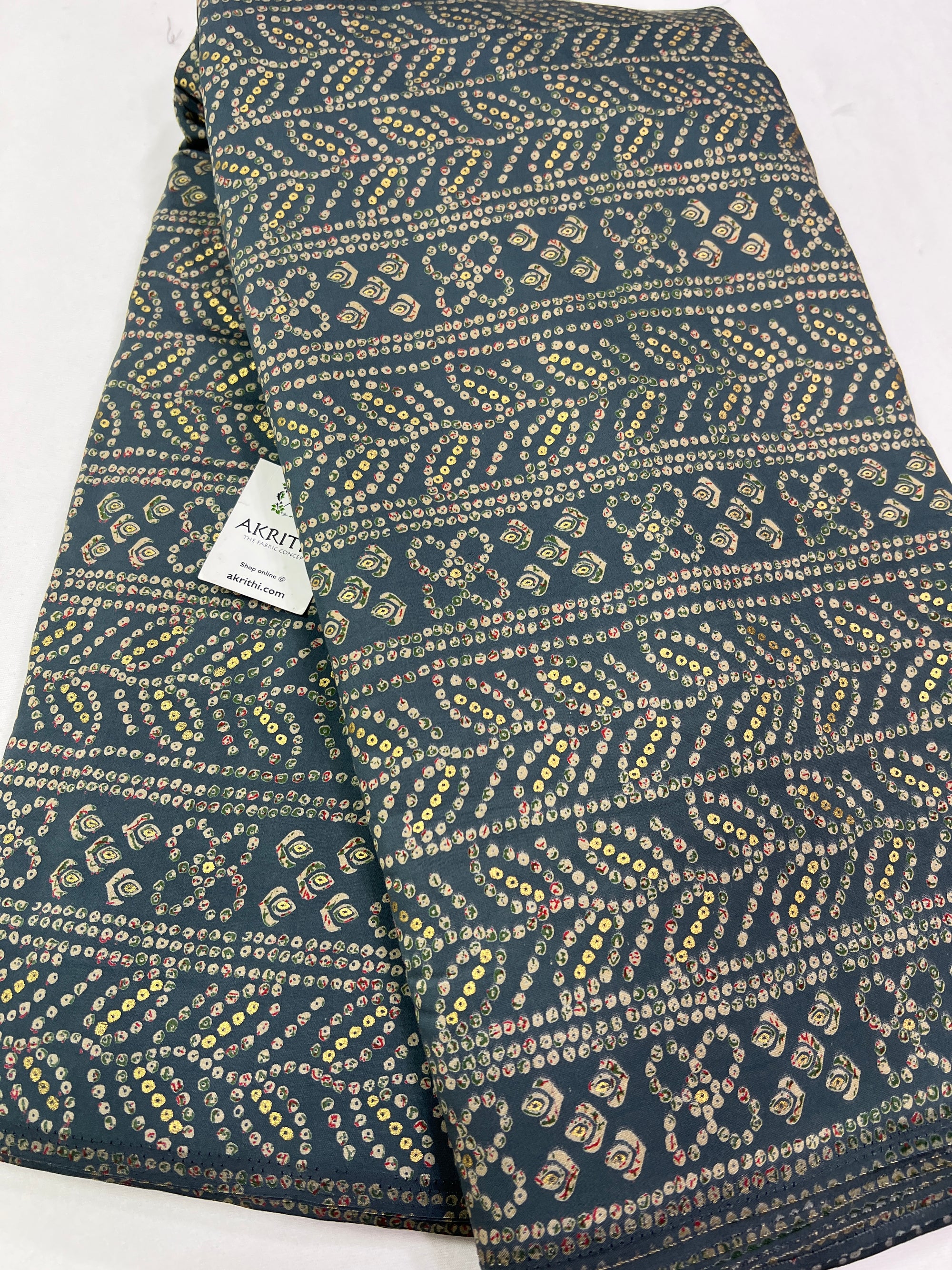 Digital printed silk fabric with foil