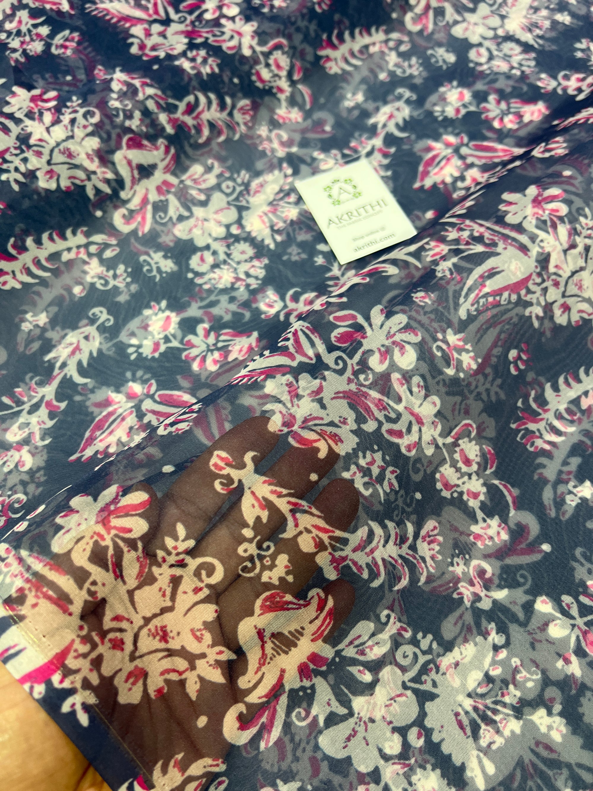 Digital floral Printed organza fabric