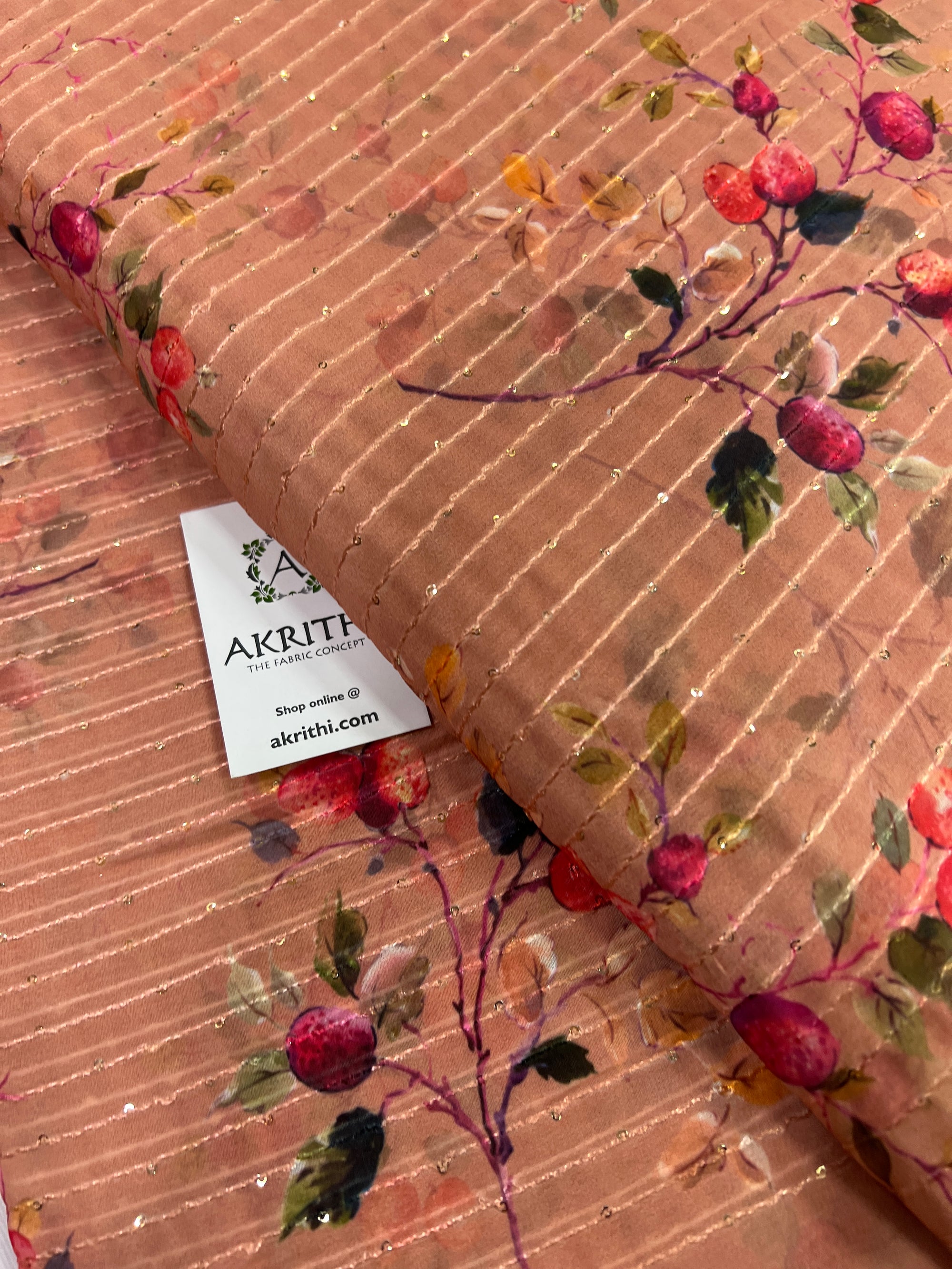 Digital printed georgette fabric with sequins work