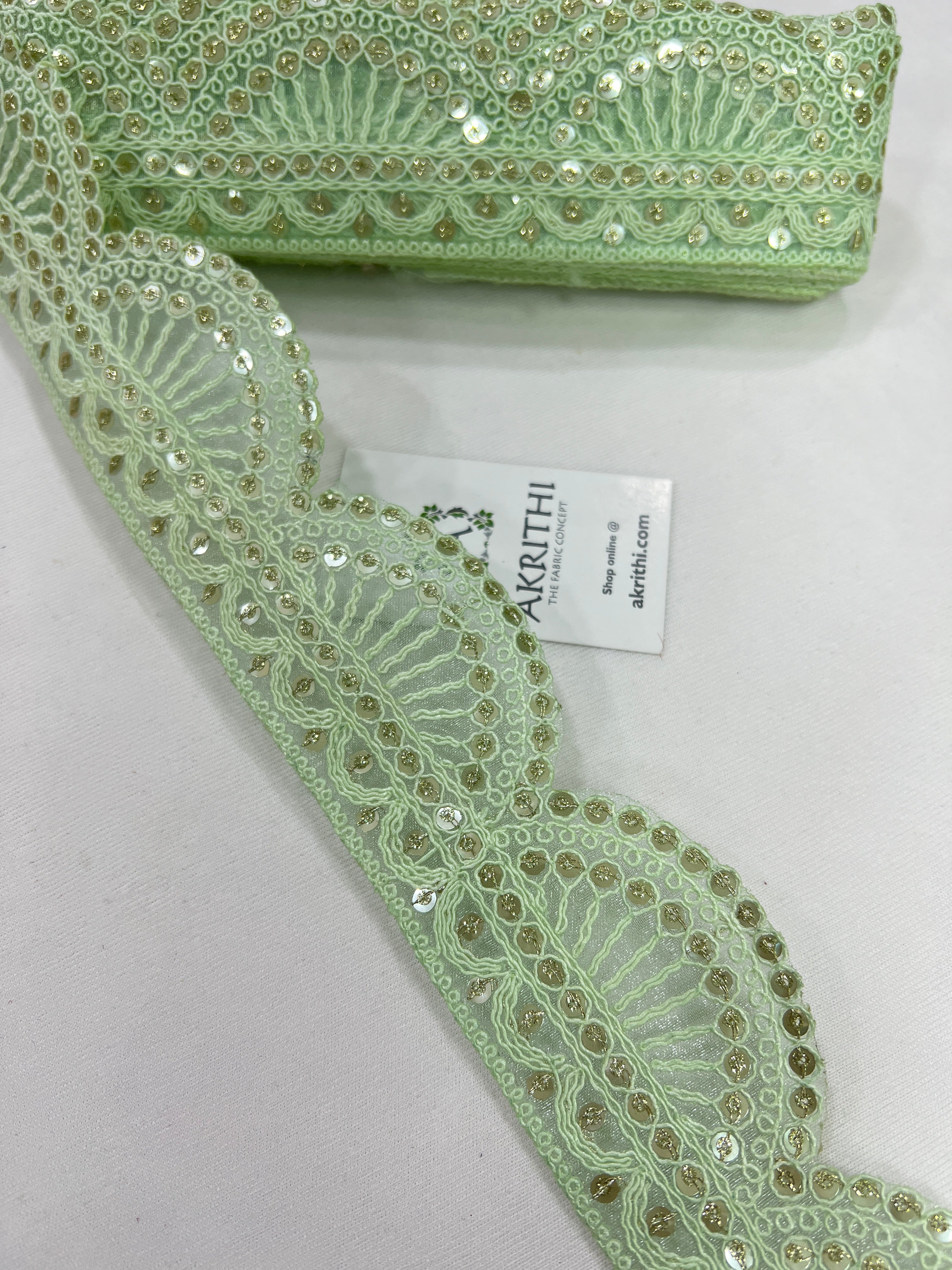 Light Green Embroidered Laces, For Garments, Width: 3inch at Rs 30/meter in  Surat