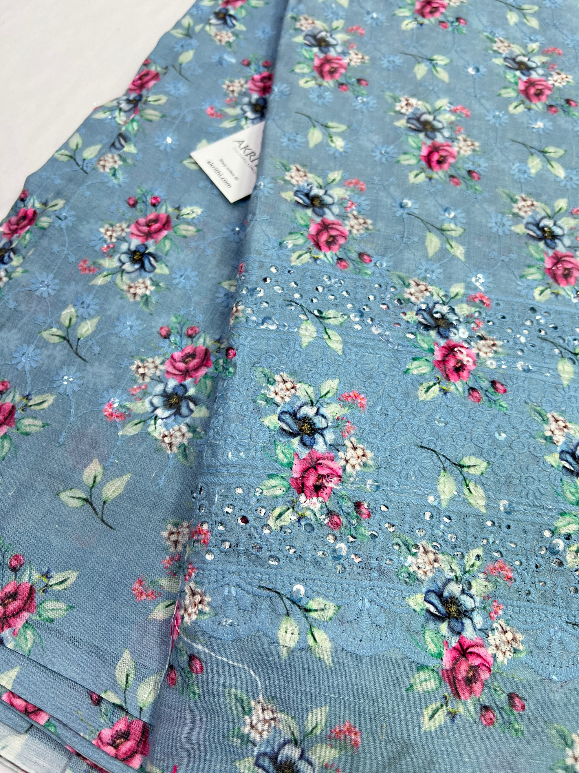 Hakoba printed Cotton schiffli fabric