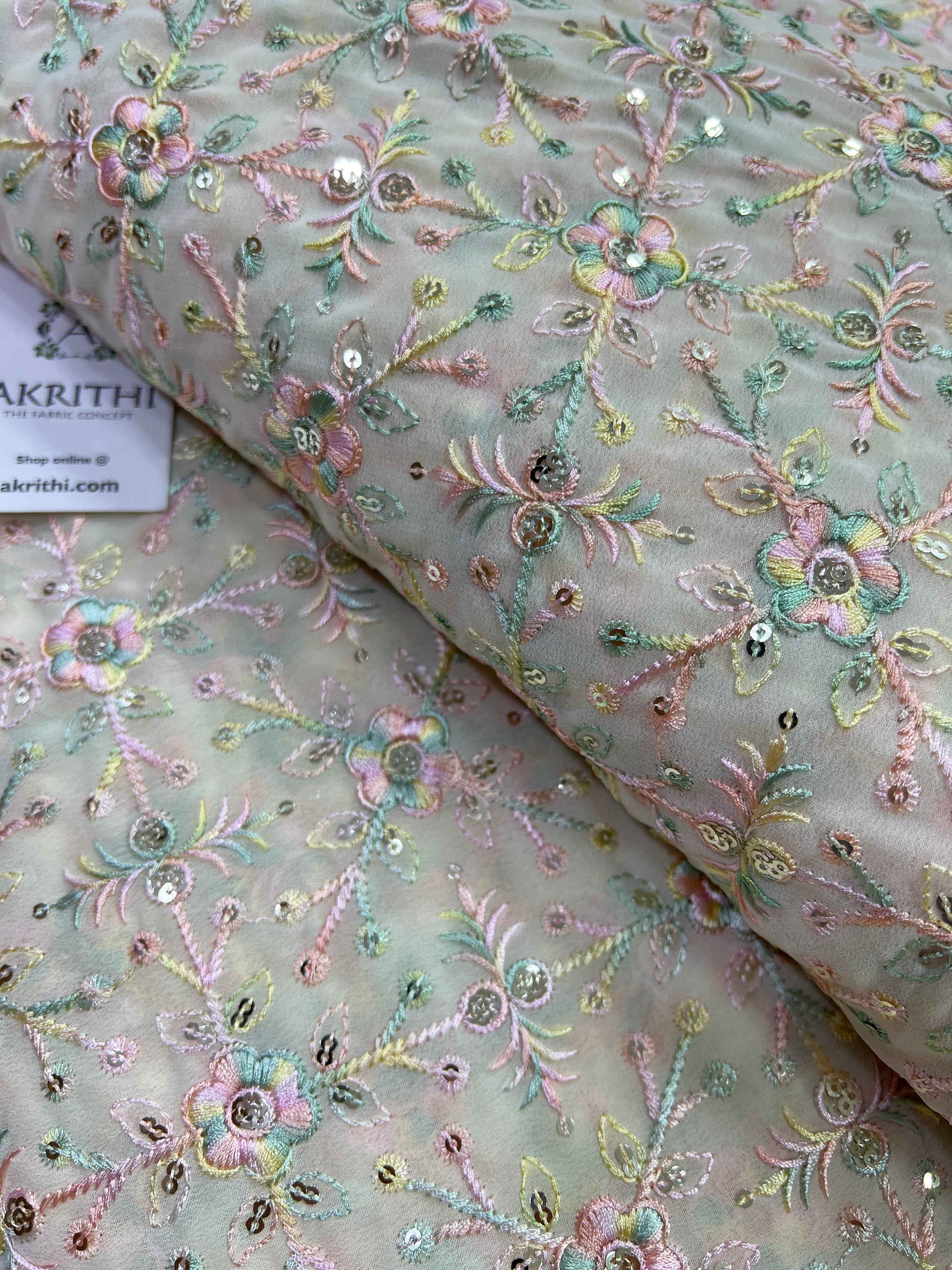 Embroidery on georgette fabric