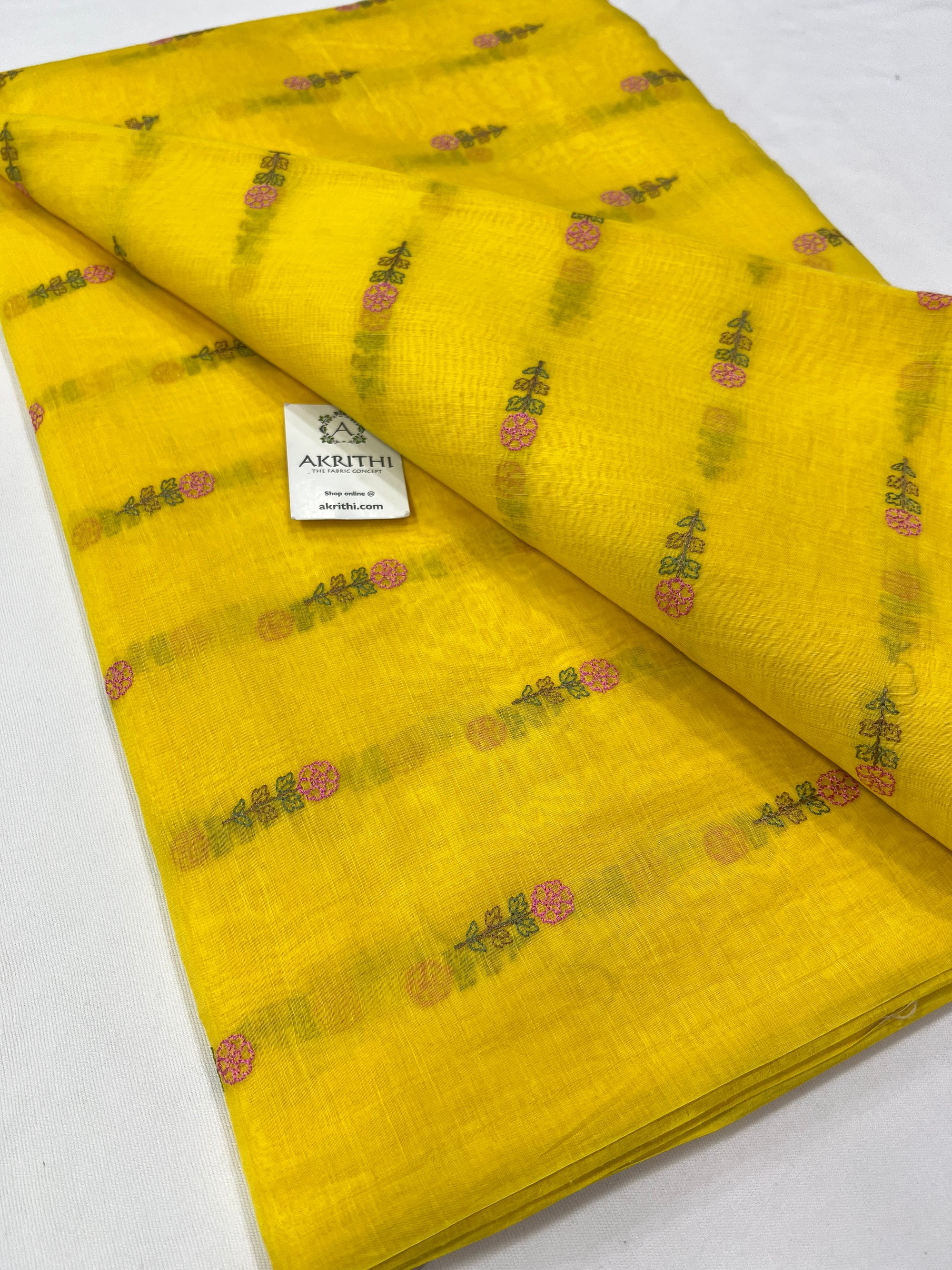 HANDLOOM MUL CHANDERI EMBROIDERED FABRIC