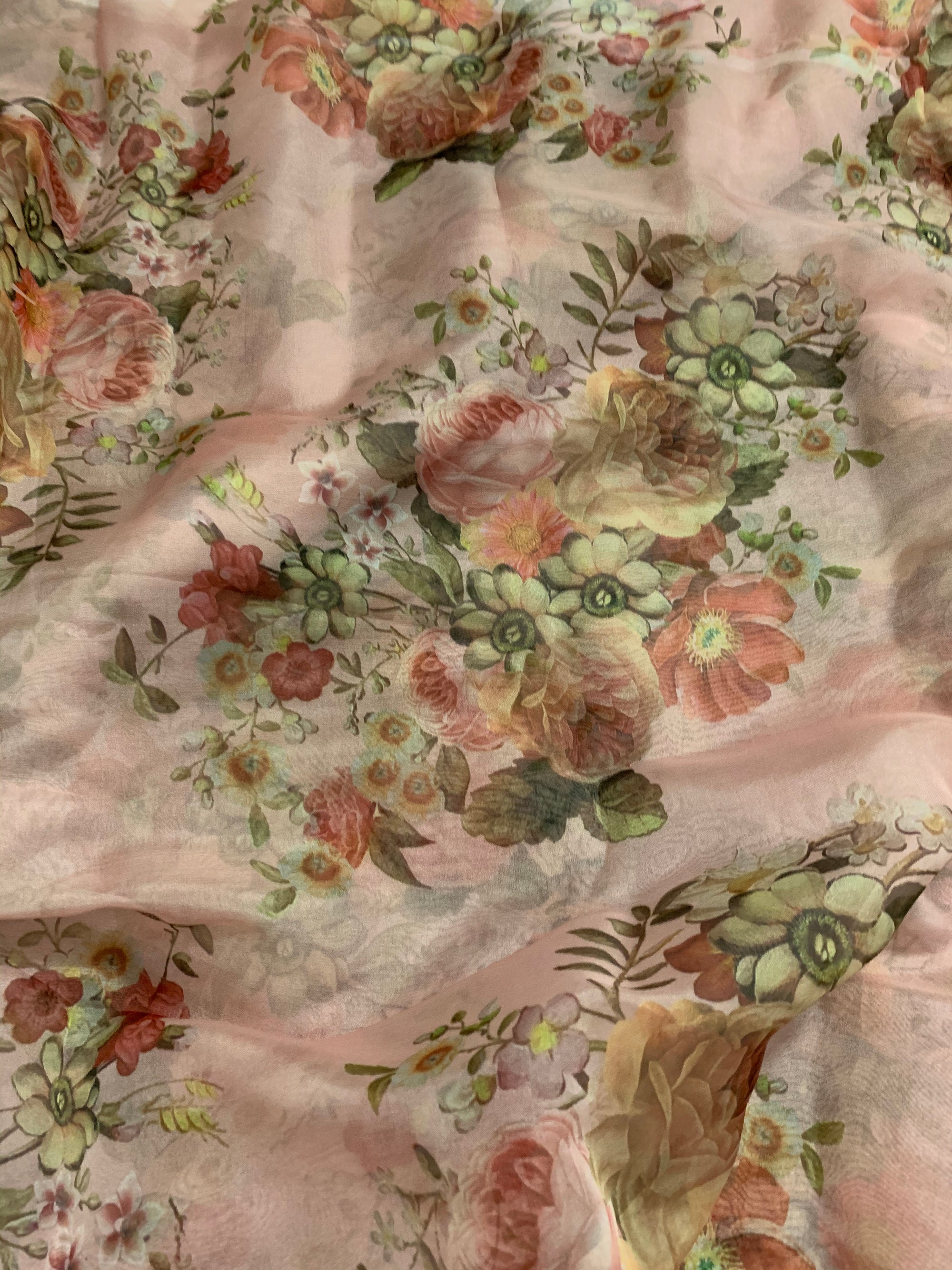 Digital floral Printed organza fabric