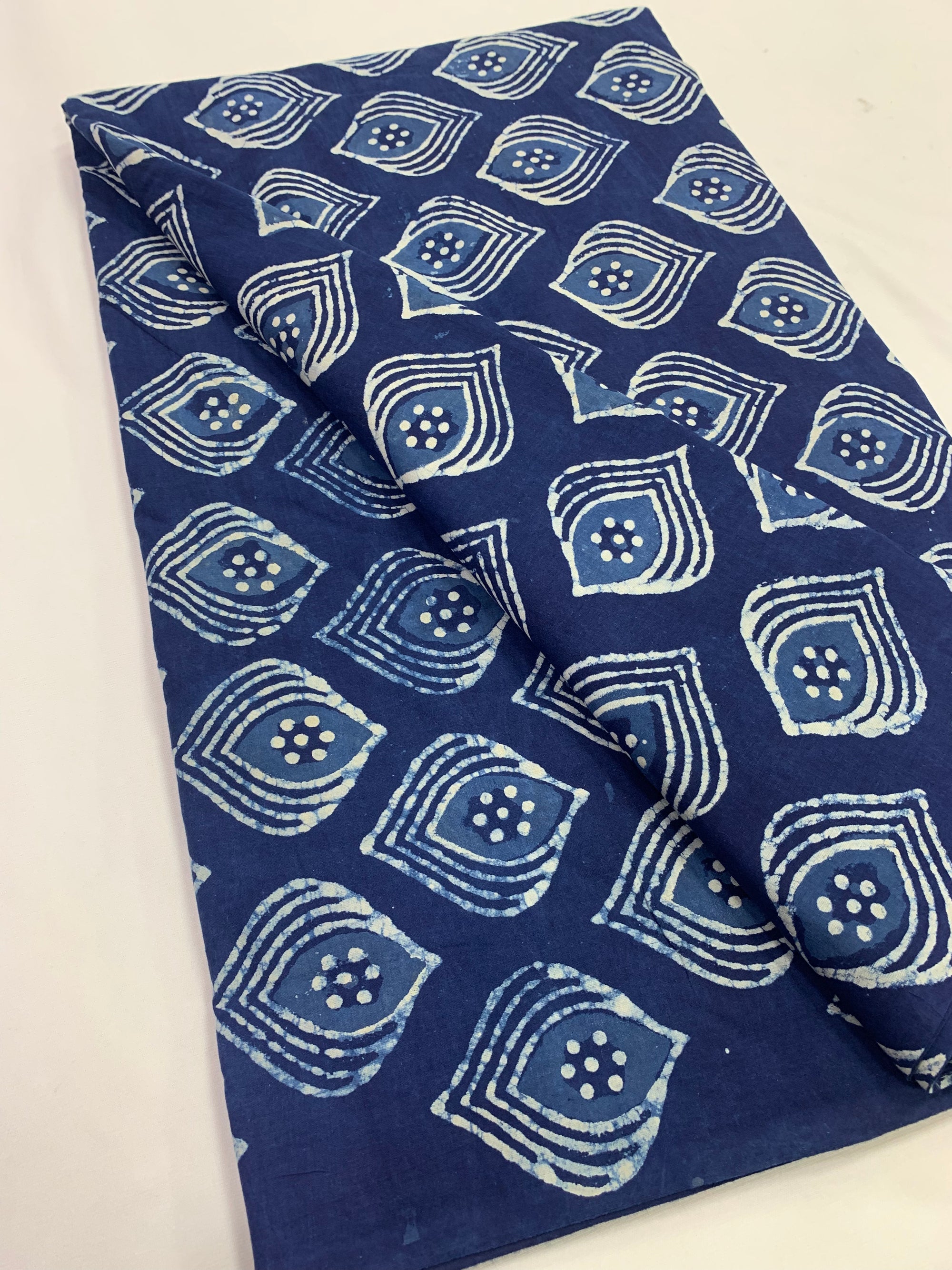Indigo hand block pure cotton fabric