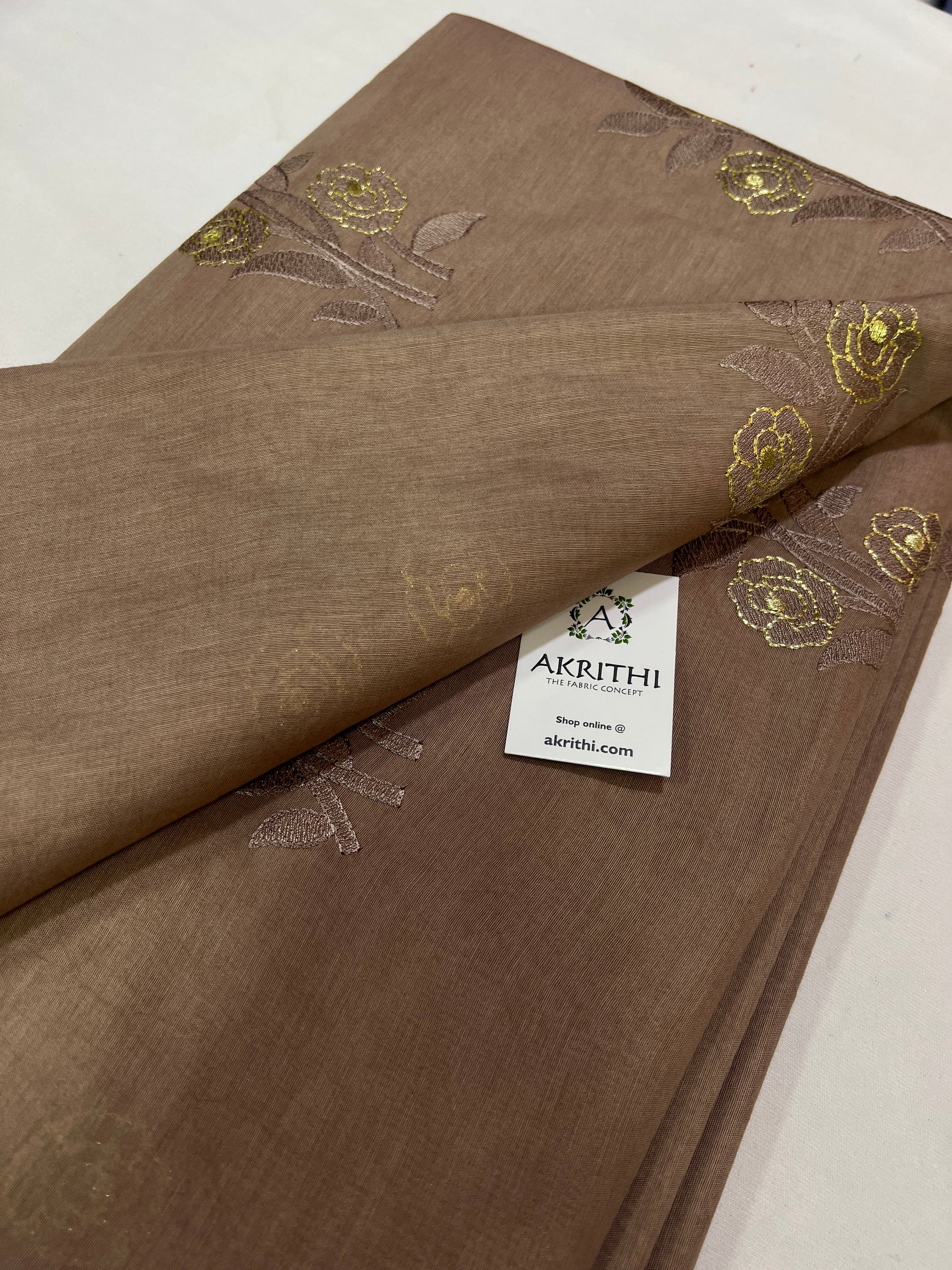 Chanderi embroidered fabric