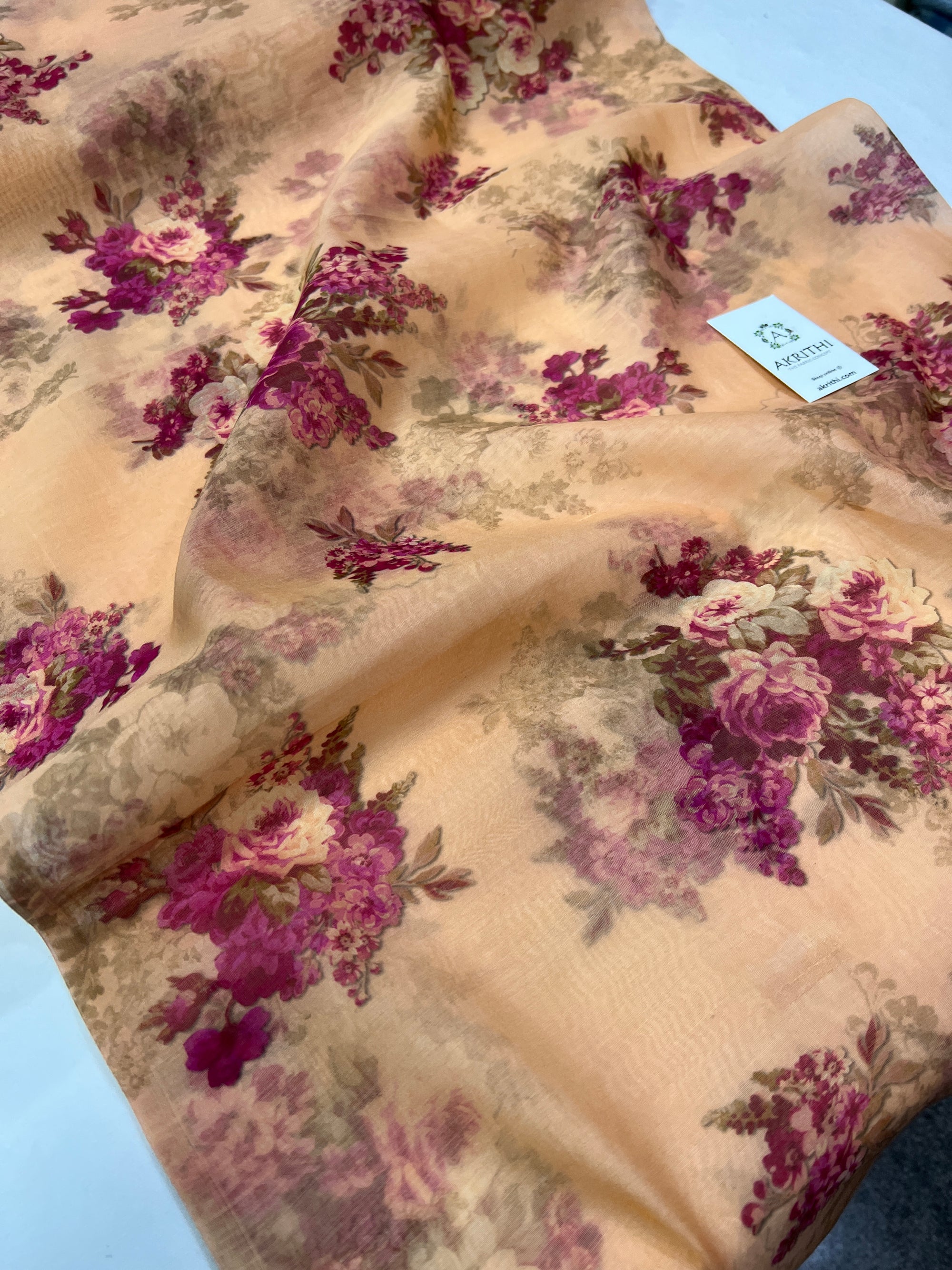 Floral Printed Pure silk cotton fabric