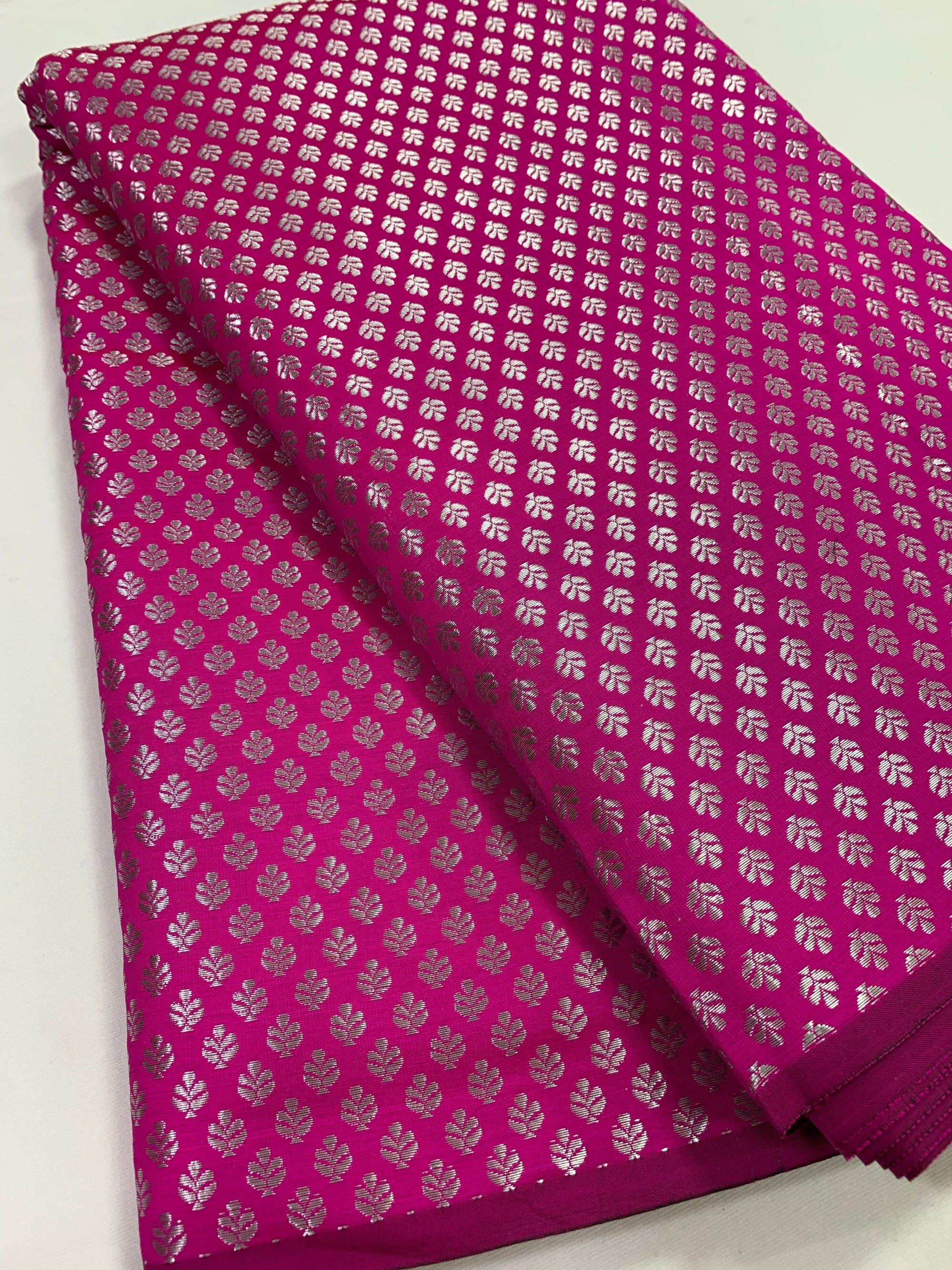 Banarasi brocade fabric with silver zari