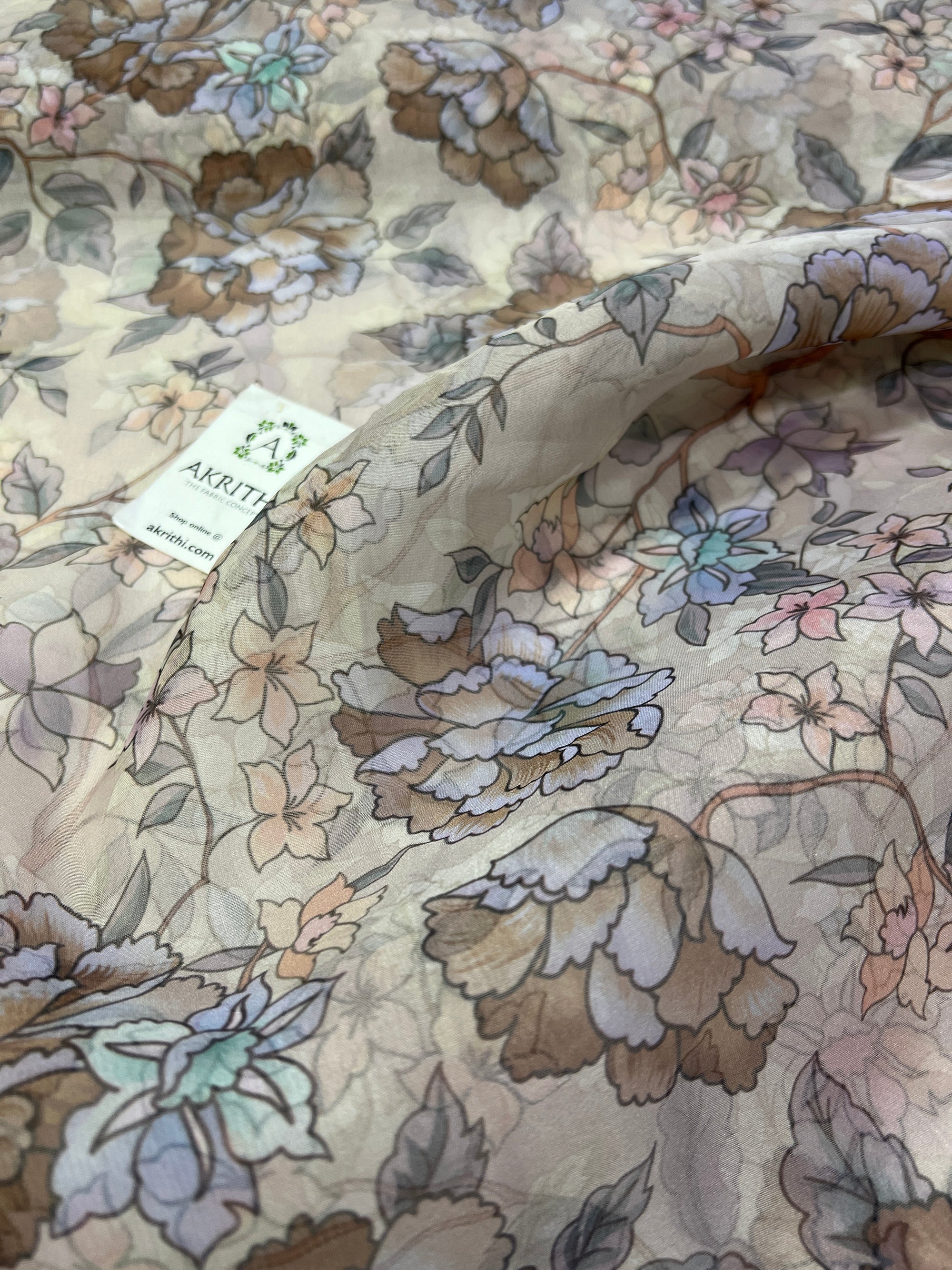 Digital floral Printed organza fabric