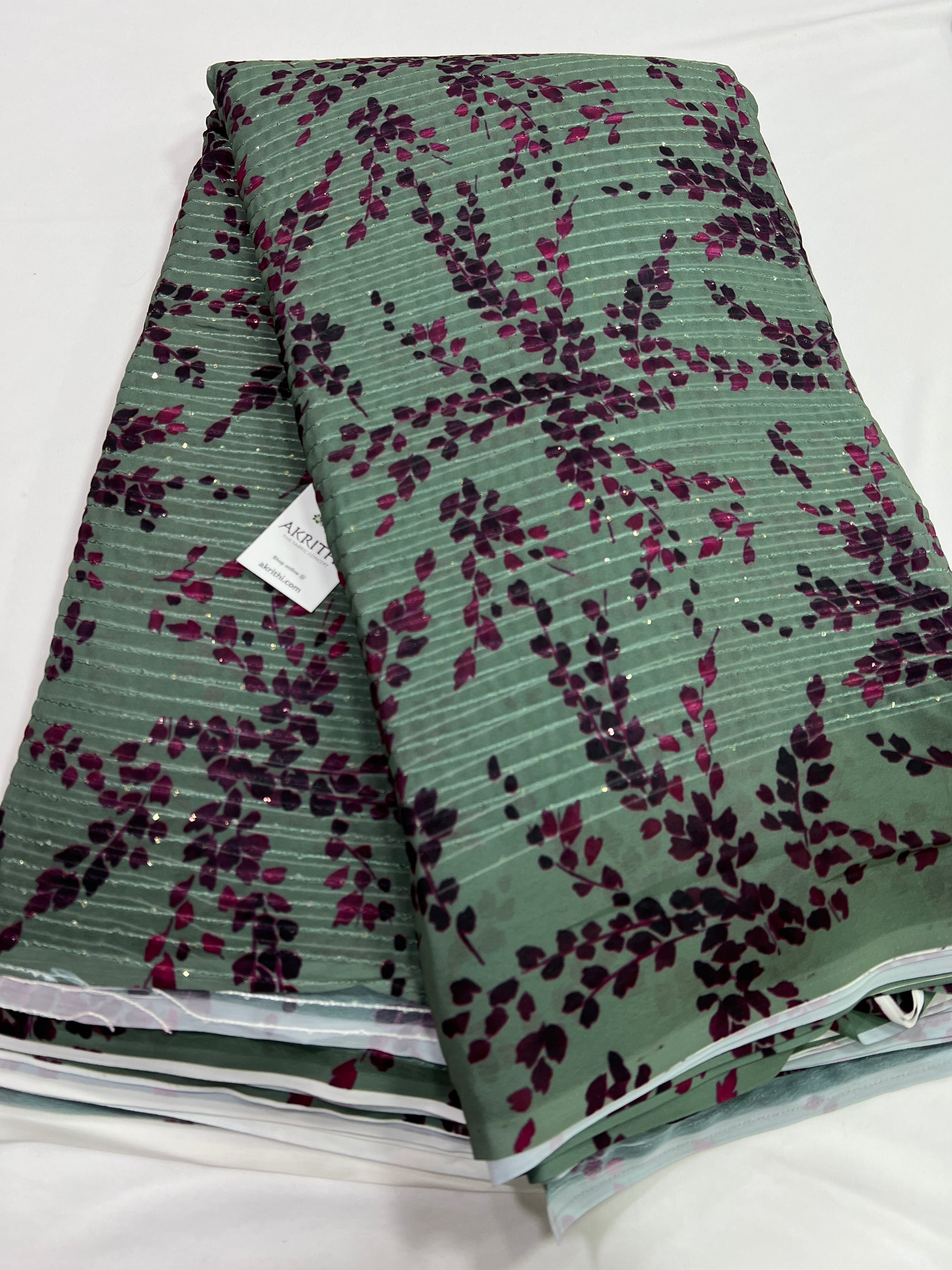 Digital printed georgette fabric with sequins work