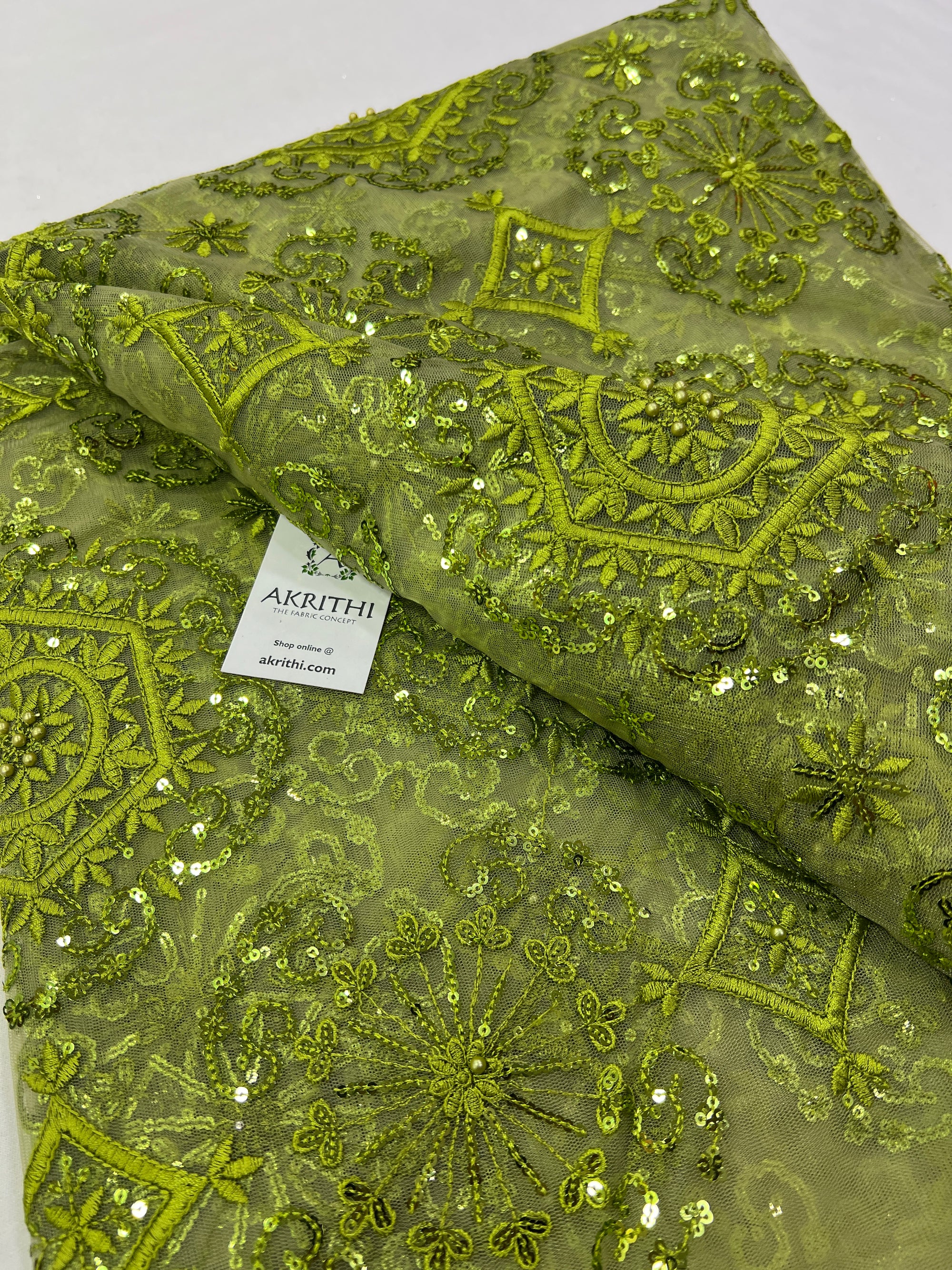 Embroidery on net fabric