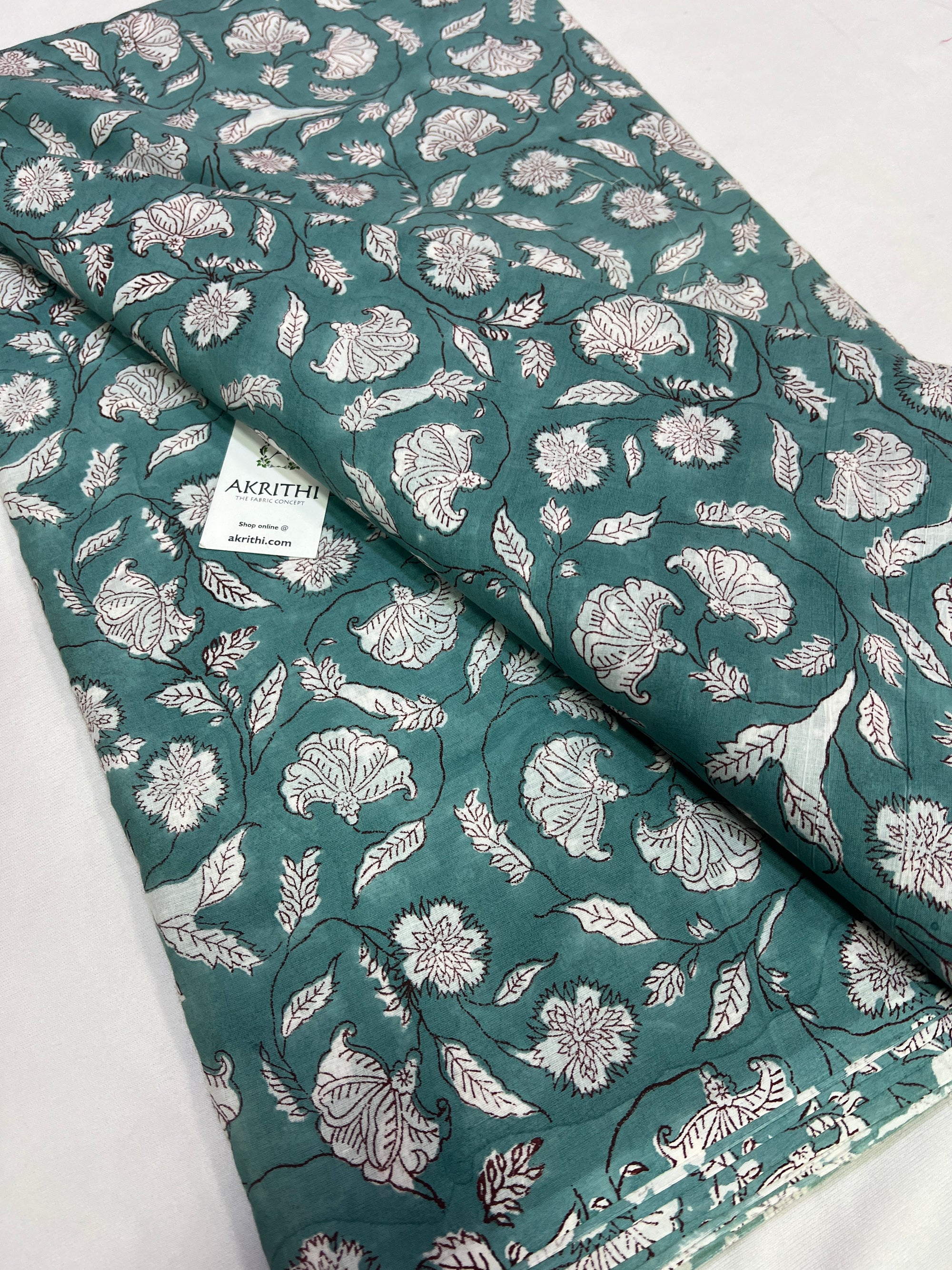 Hand block Printed pure mul cotton fabric