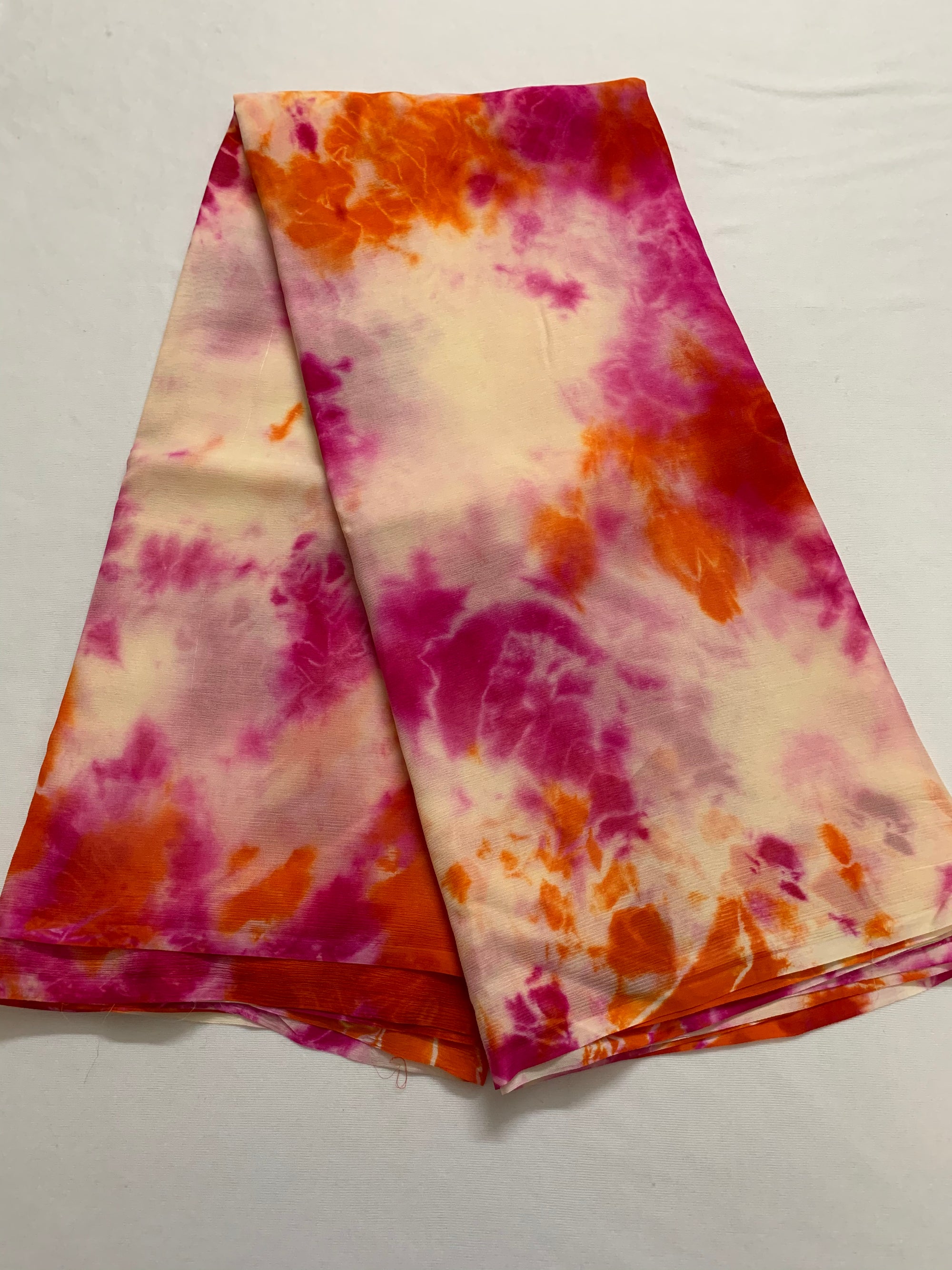 PURE SILK PLATINUM CHIFFON SHIBORI TIE AND DYE SAREE