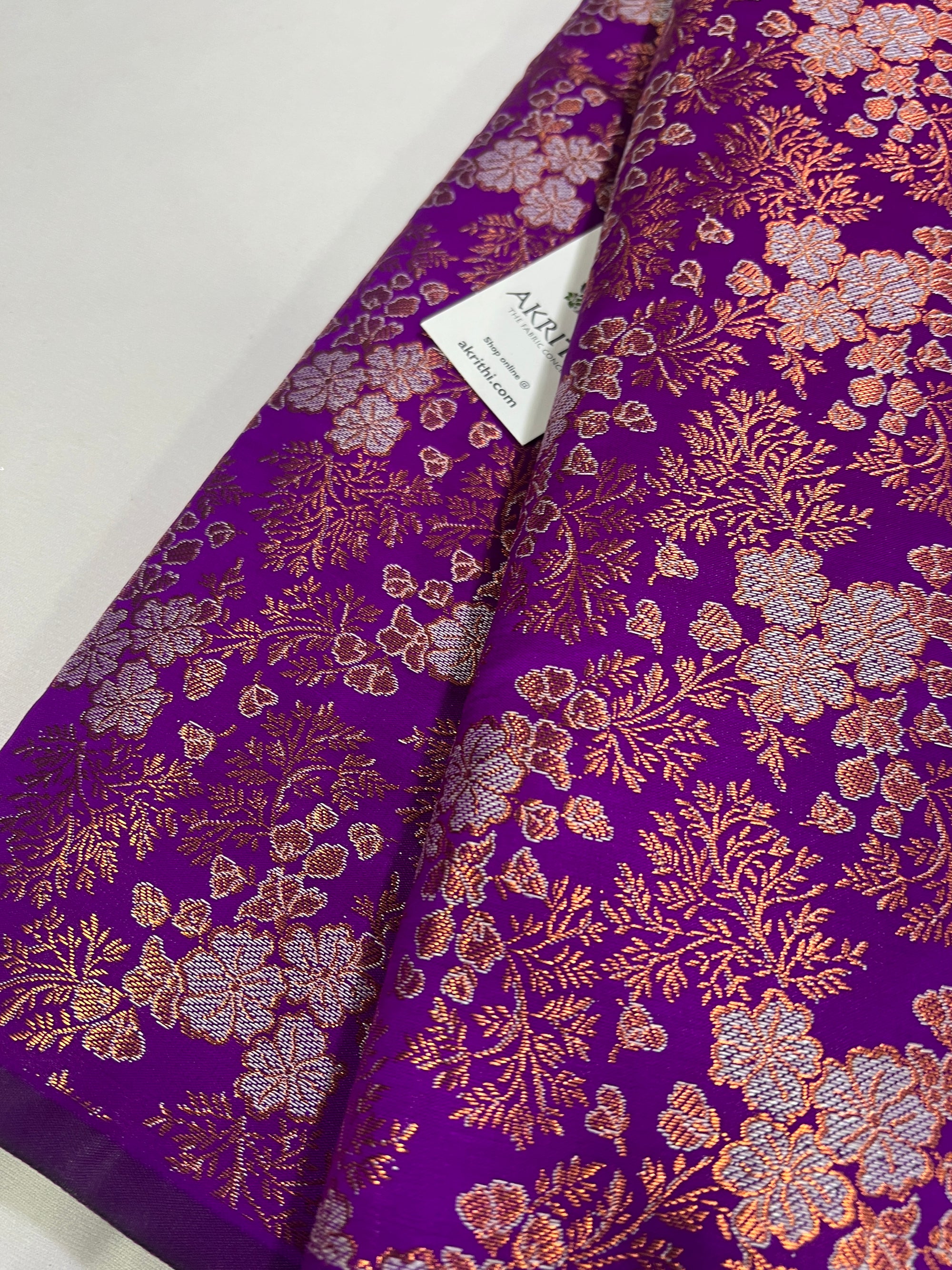 Banarasi brocade fabric with copper zari