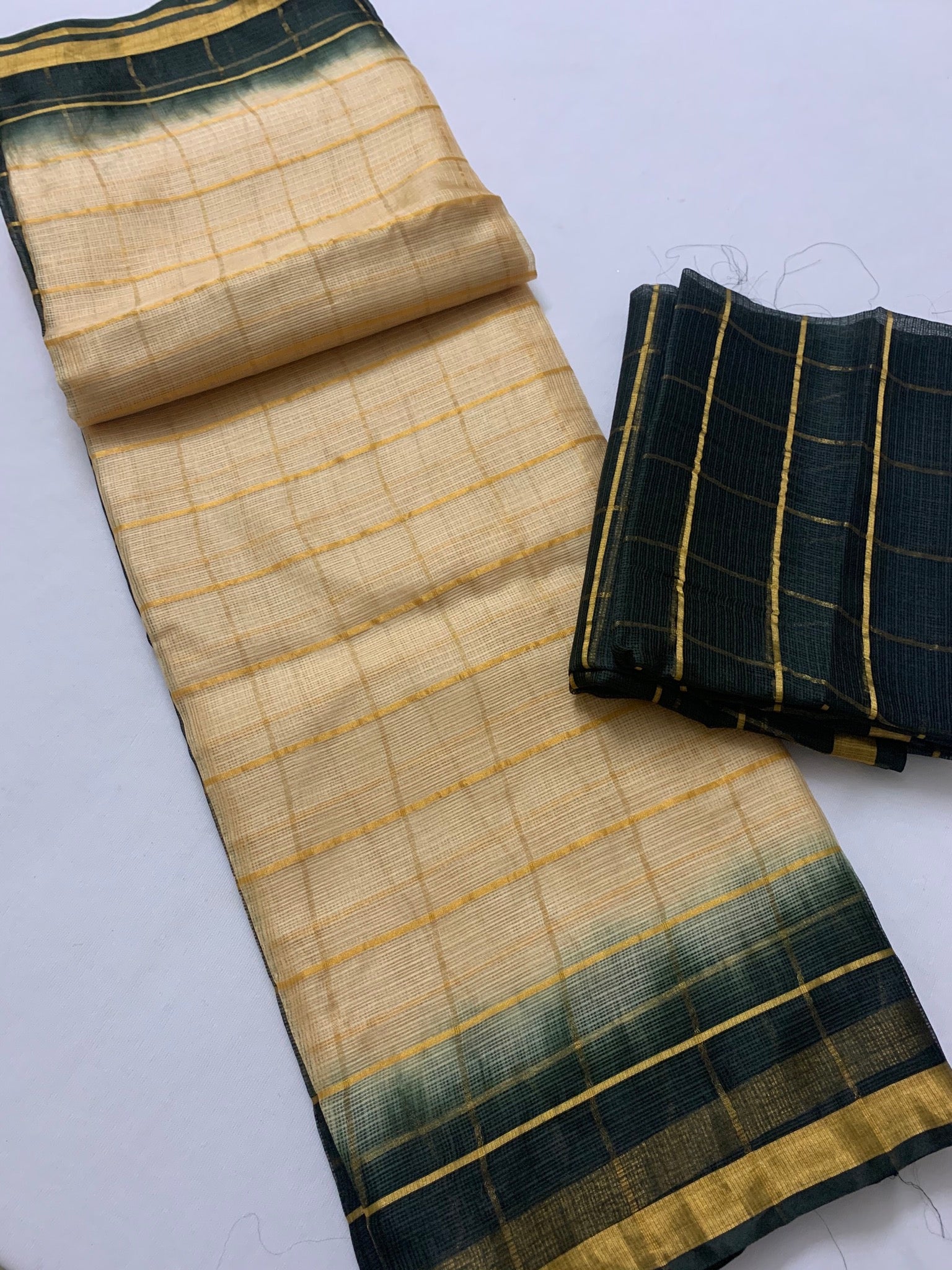 Pure kota silk saree with zari checks