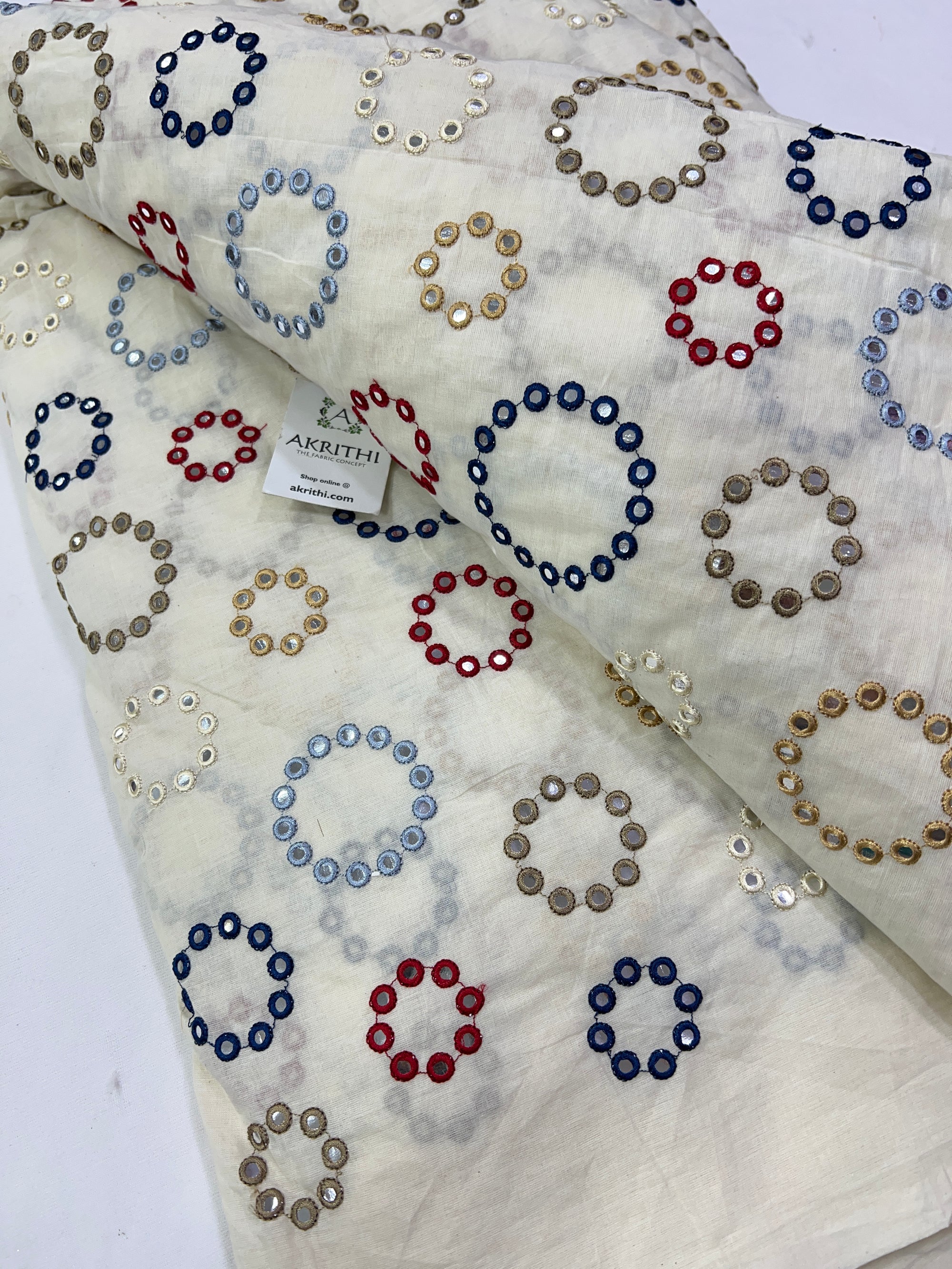Pure Cotton embroidered fabric 40 cms cut