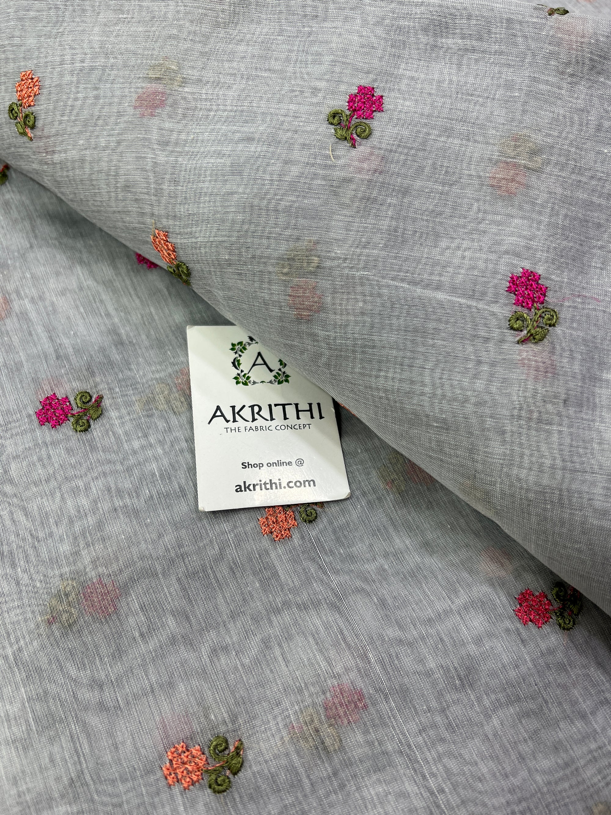 HANDLOOM MUL CHANDERI EMBROIDERED FABRIC