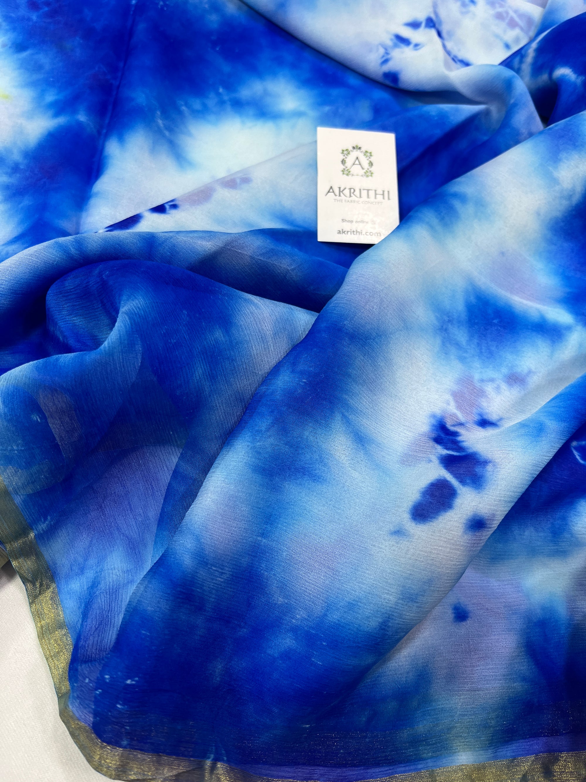 PURE CHIFFON SHIBORI TIE AND DYE SAREE