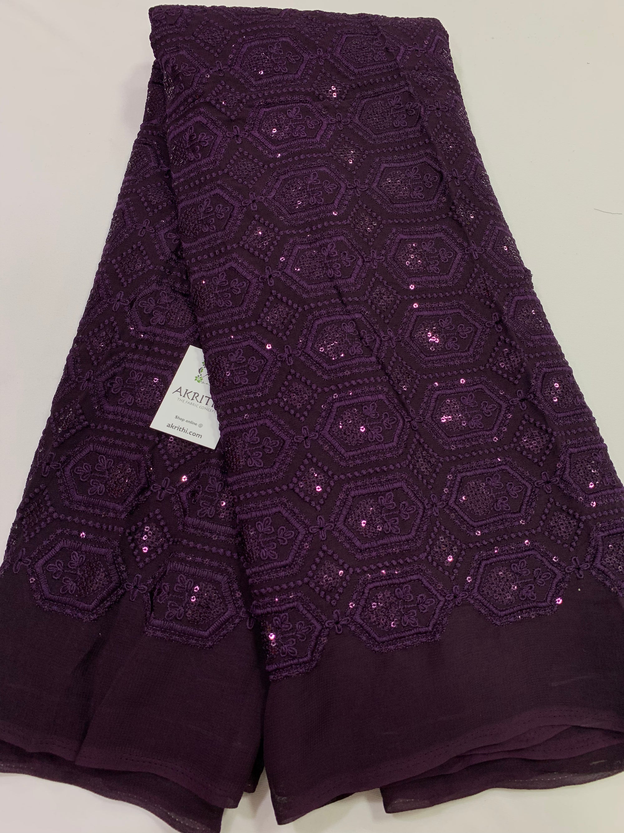 Embroidery on pure georgette fabric