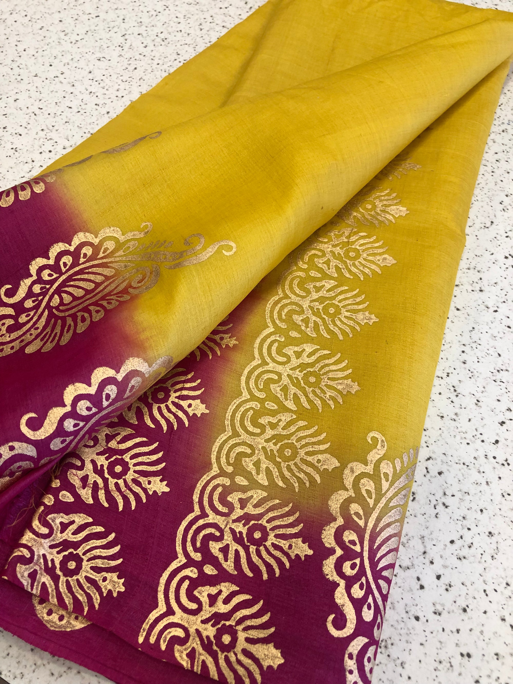 Block printed Handloom pure tussar silk saree