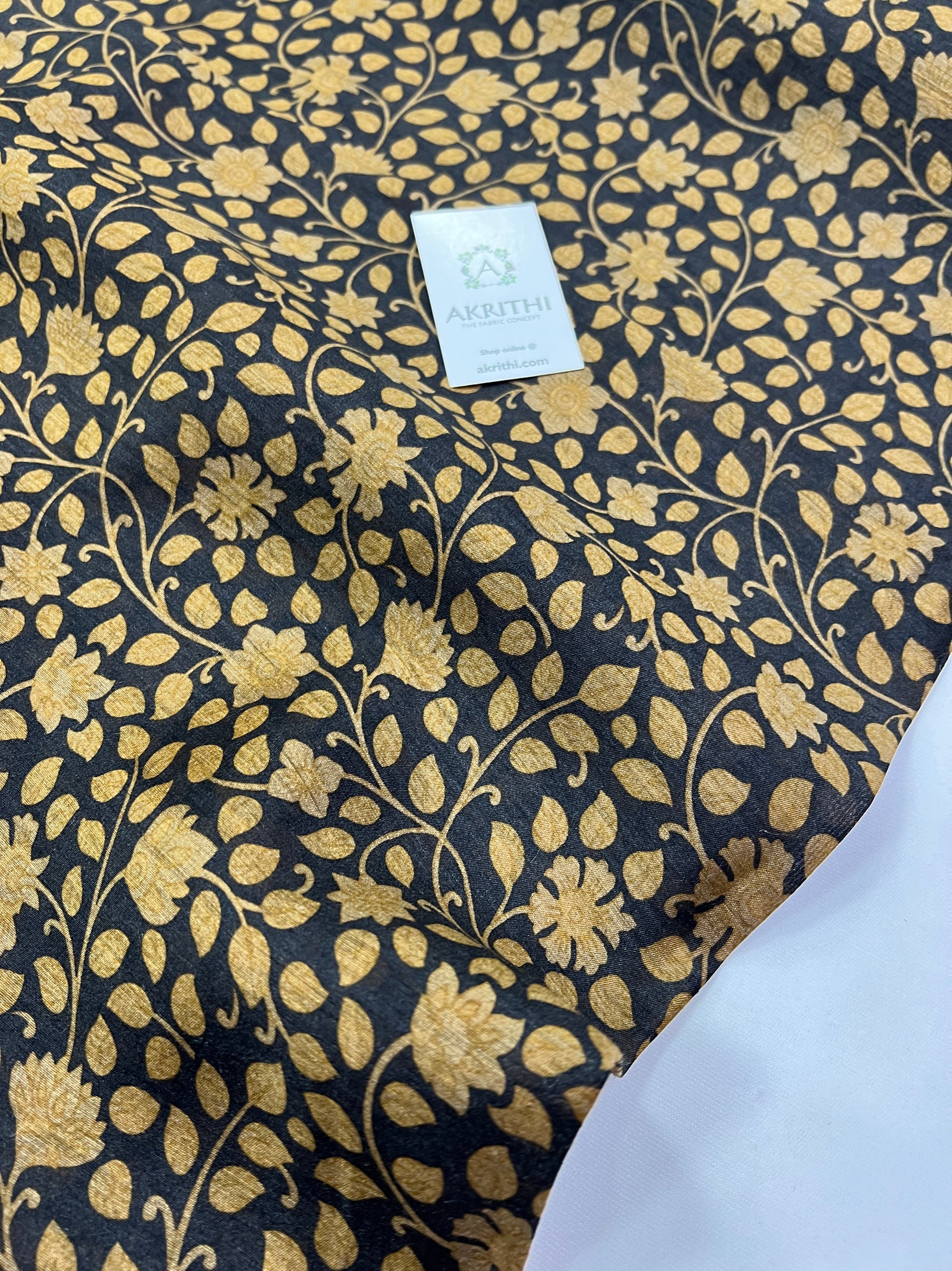 Printed handloom pure munga silk fabric