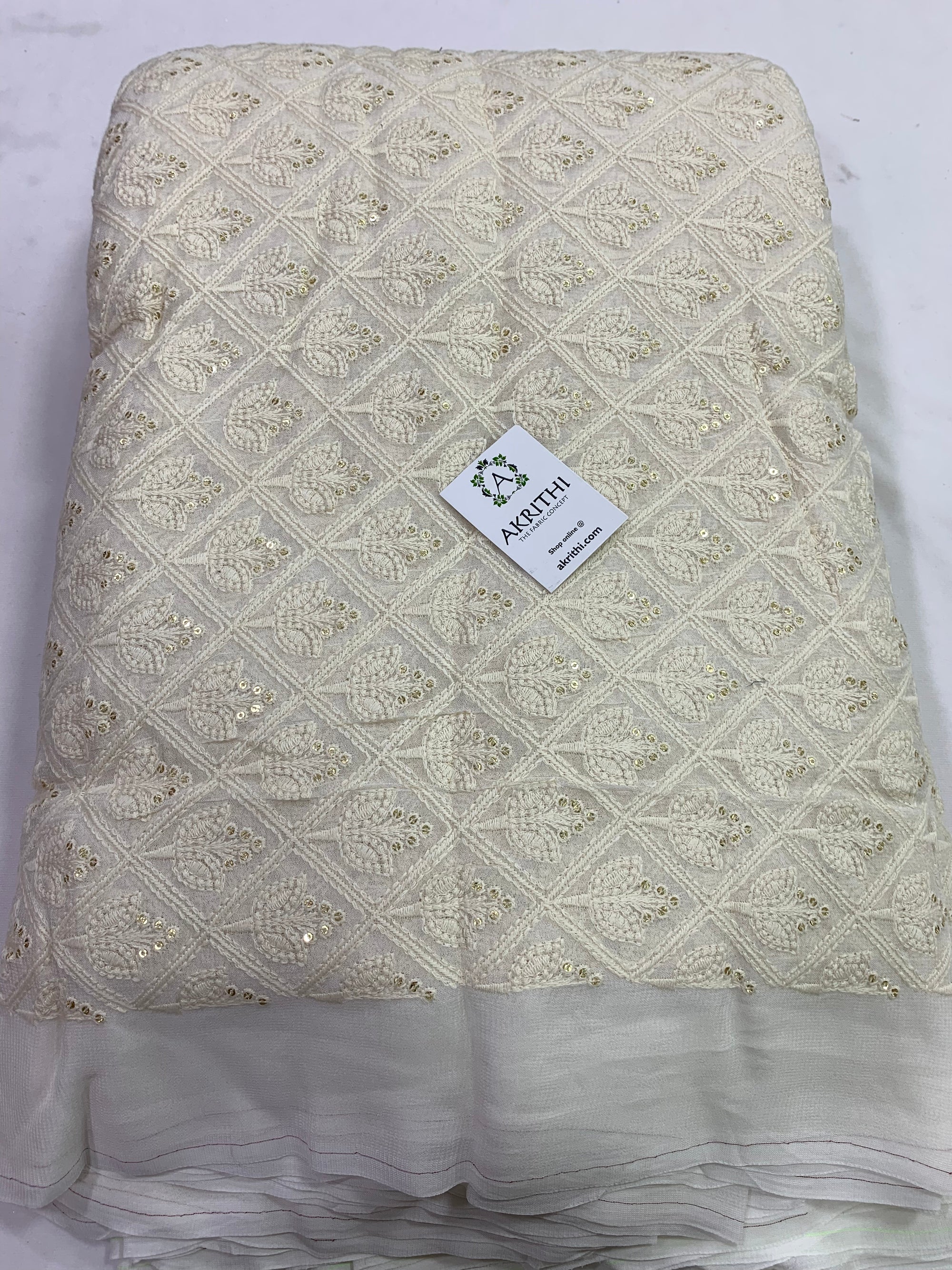 Embroidery on dyeable pure georgette fabric