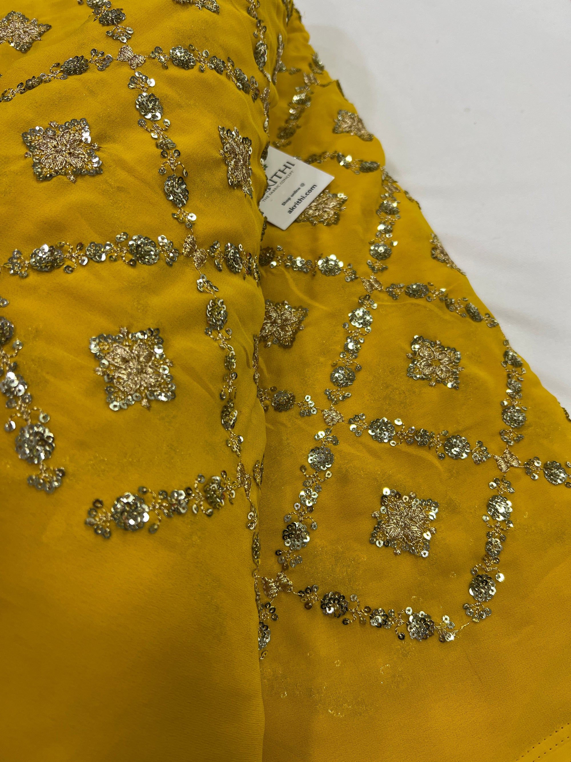 Embroidery on georgette fabric 60 CM CUT