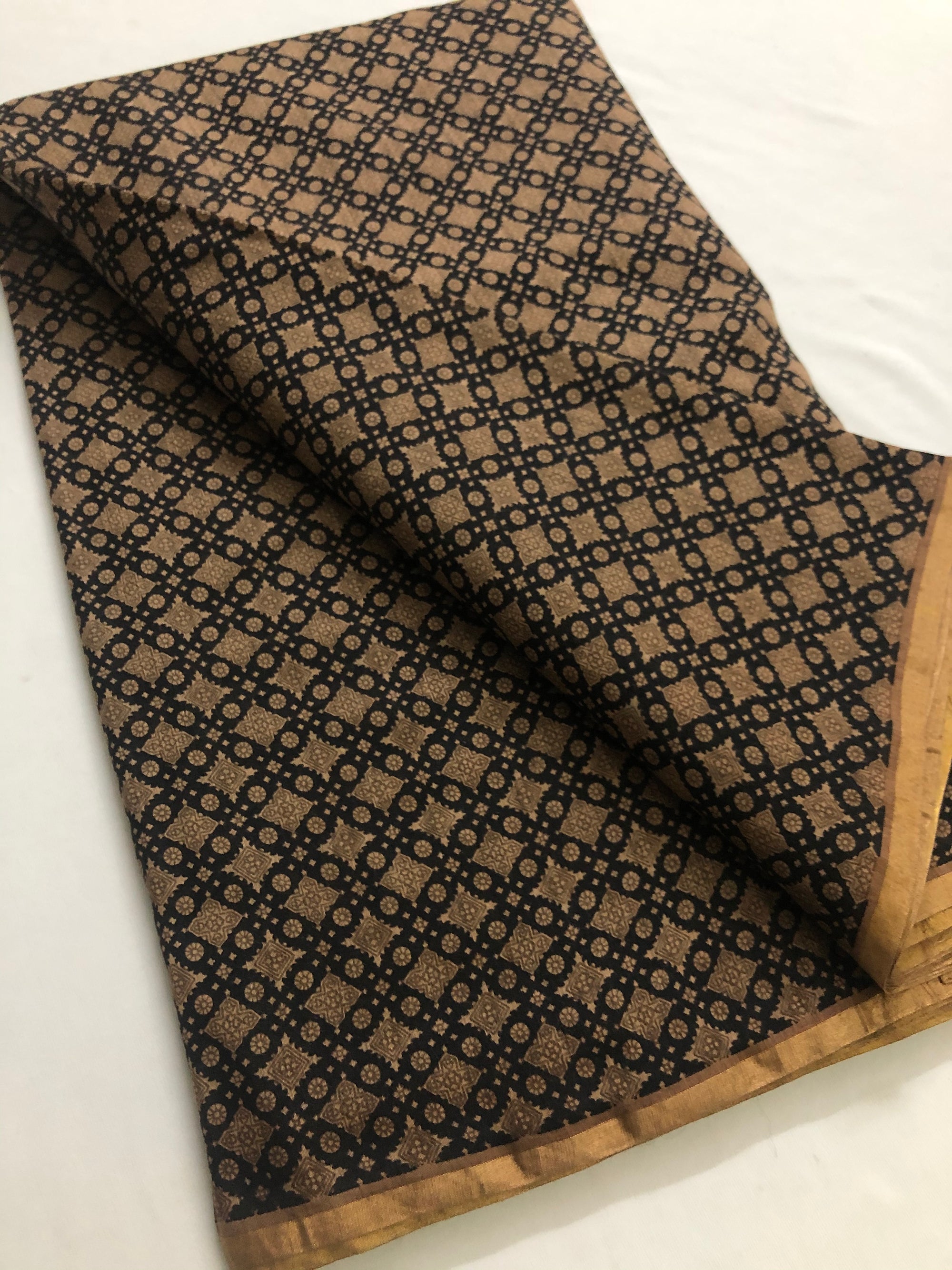 Printed handloom pure munga silk fabric