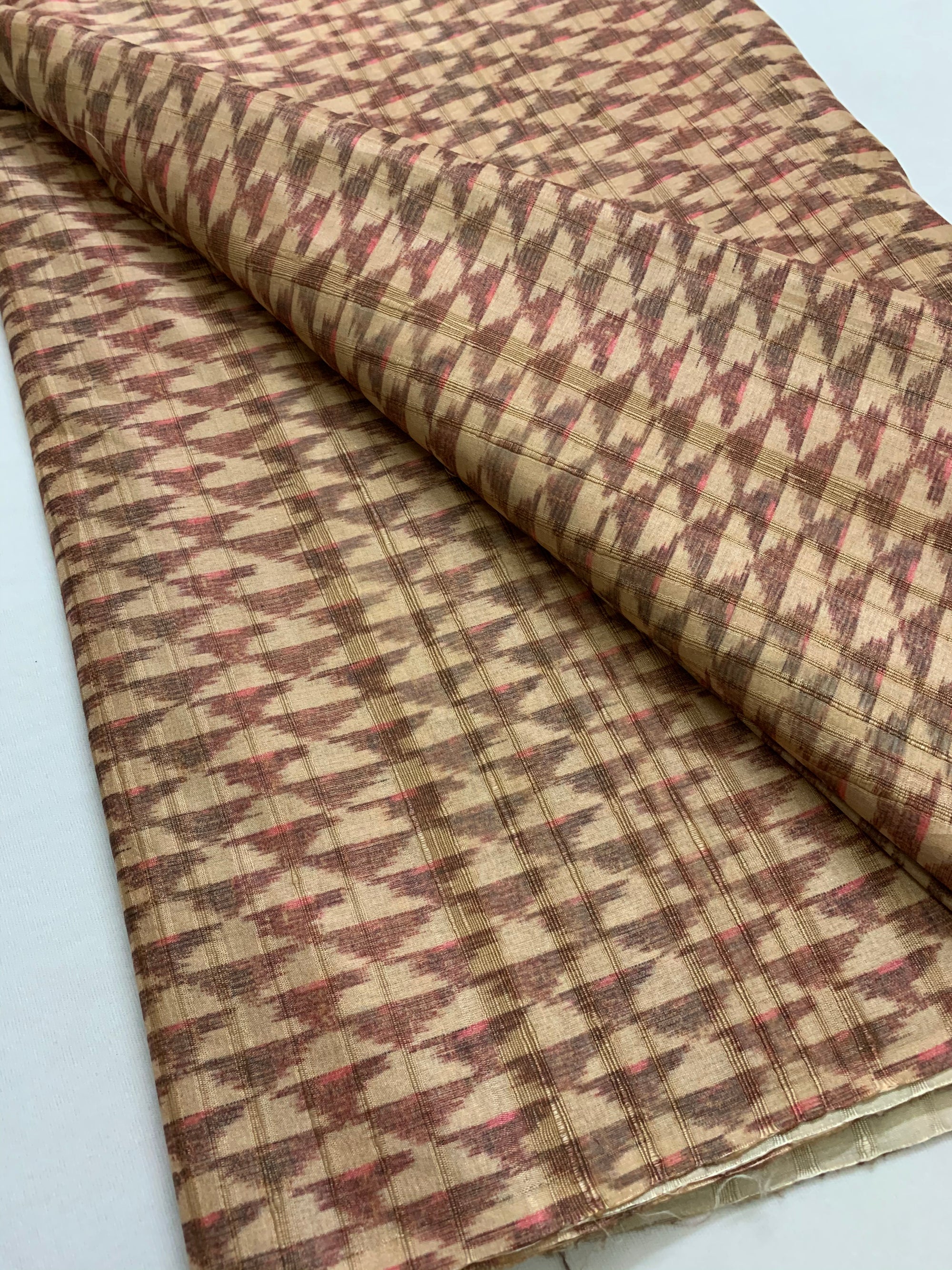 Ikat Printed semi silk fabric