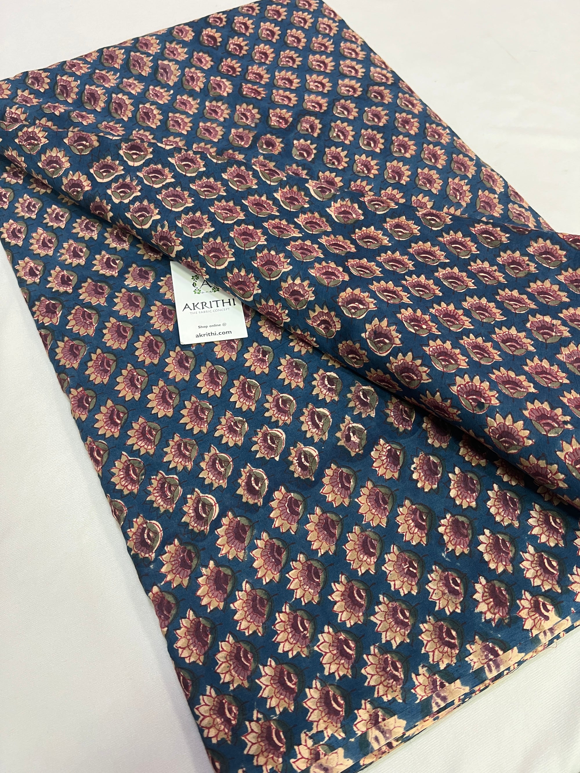 Hand block Printed pure mul cotton fabric