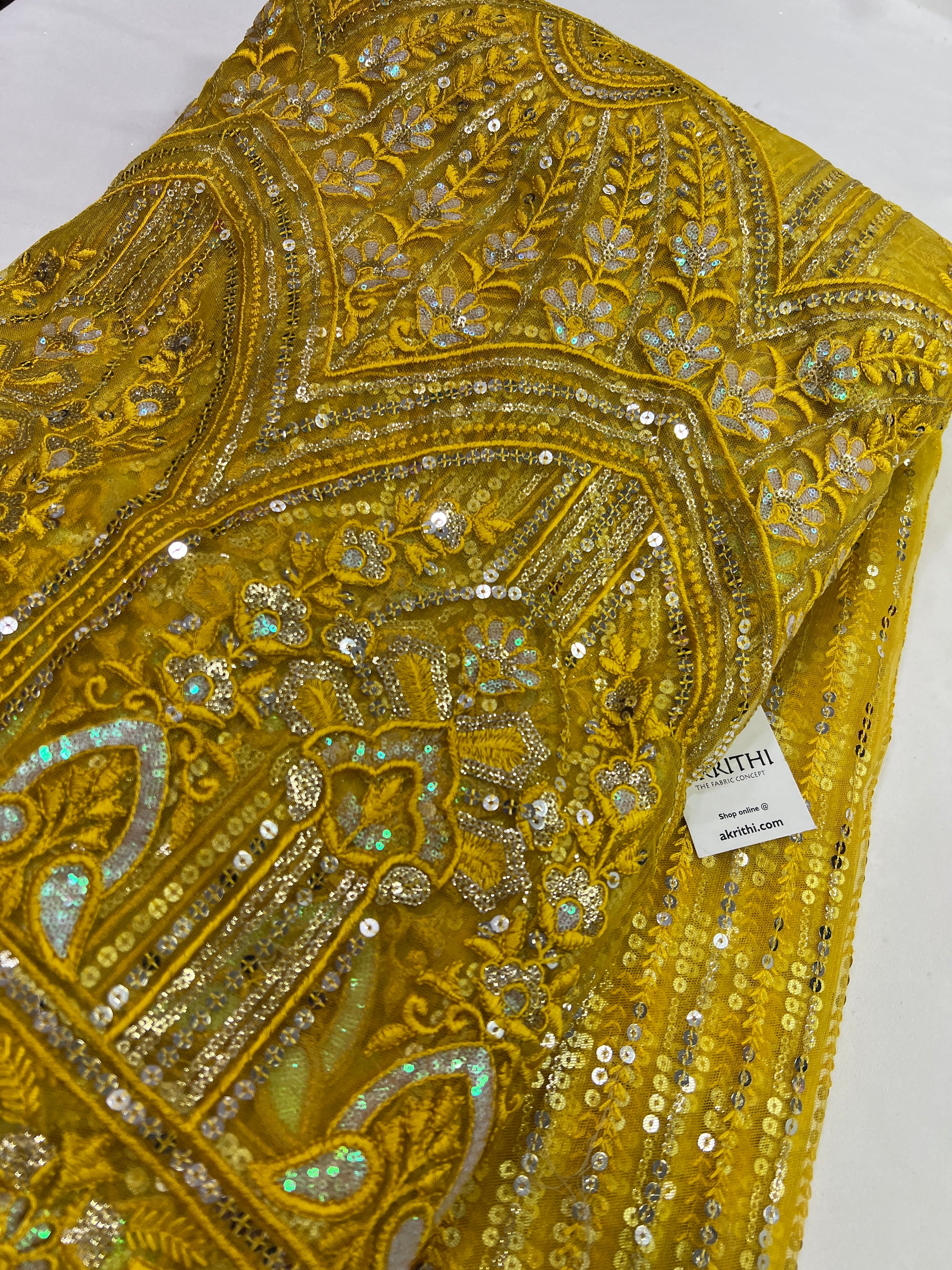 Embroidery on net fabric