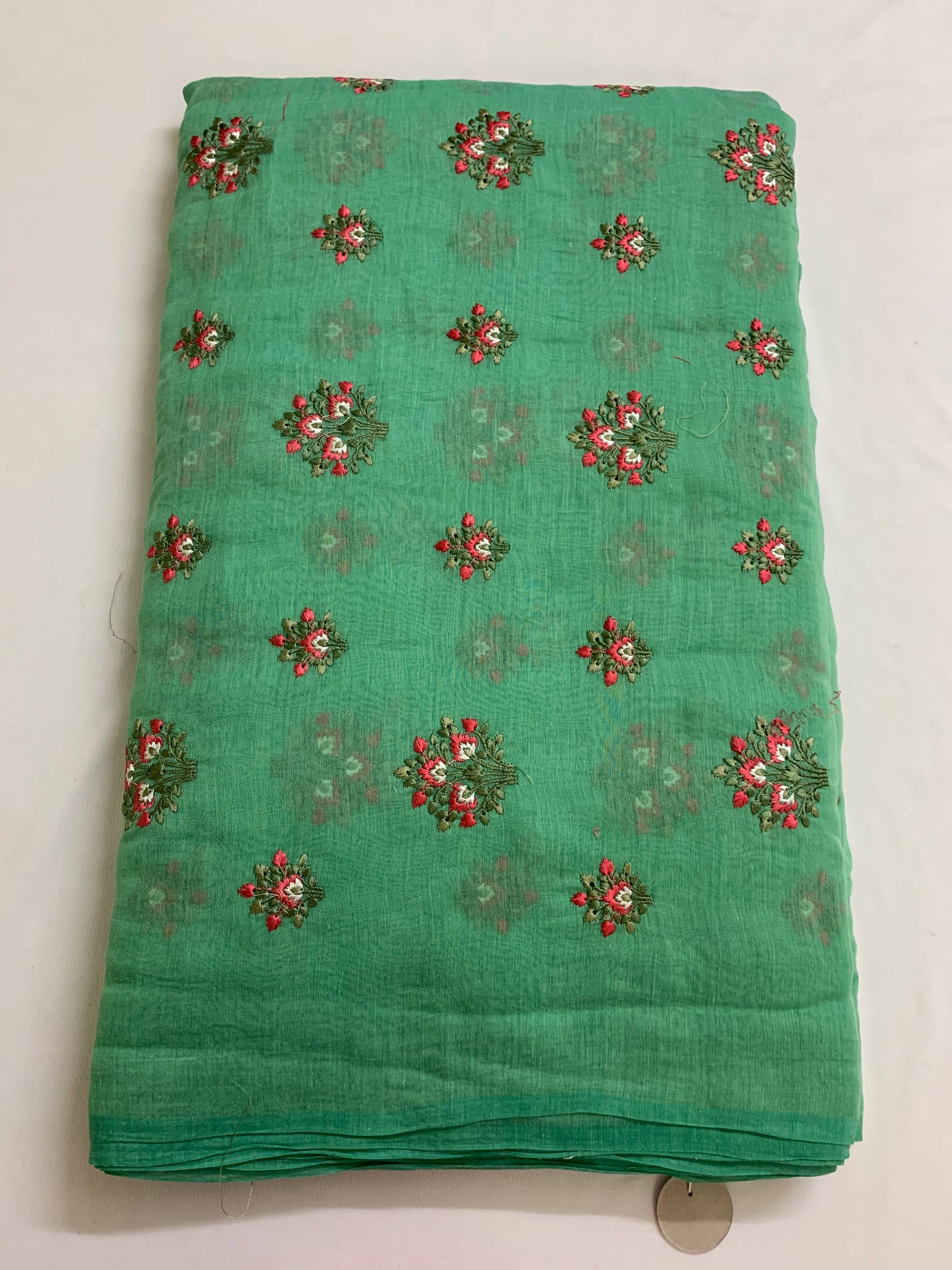 HANDLOOM MUL CHANDERI EMBROIDERED FABRIC