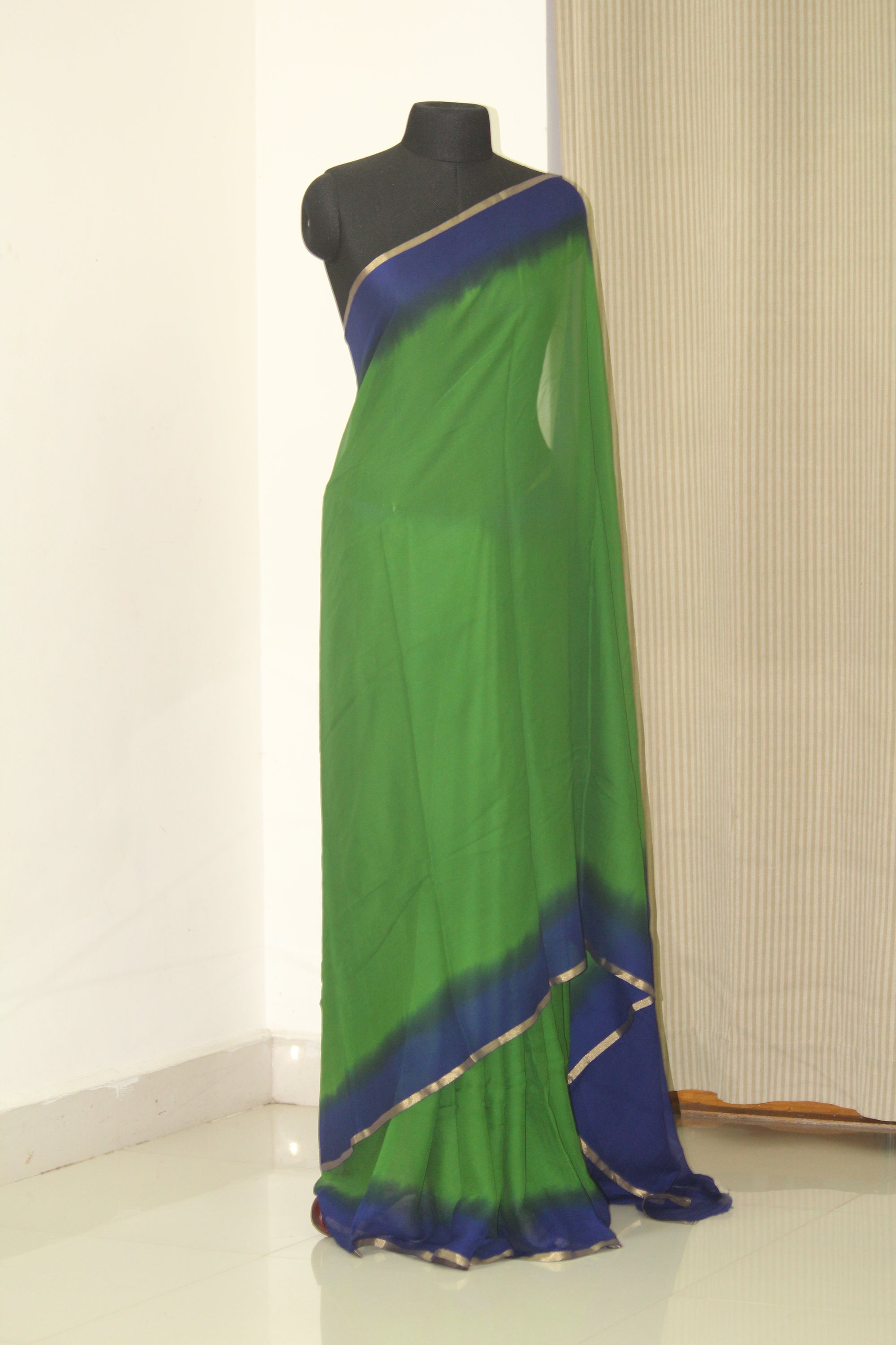 Double shaded pure silk chiffon saree