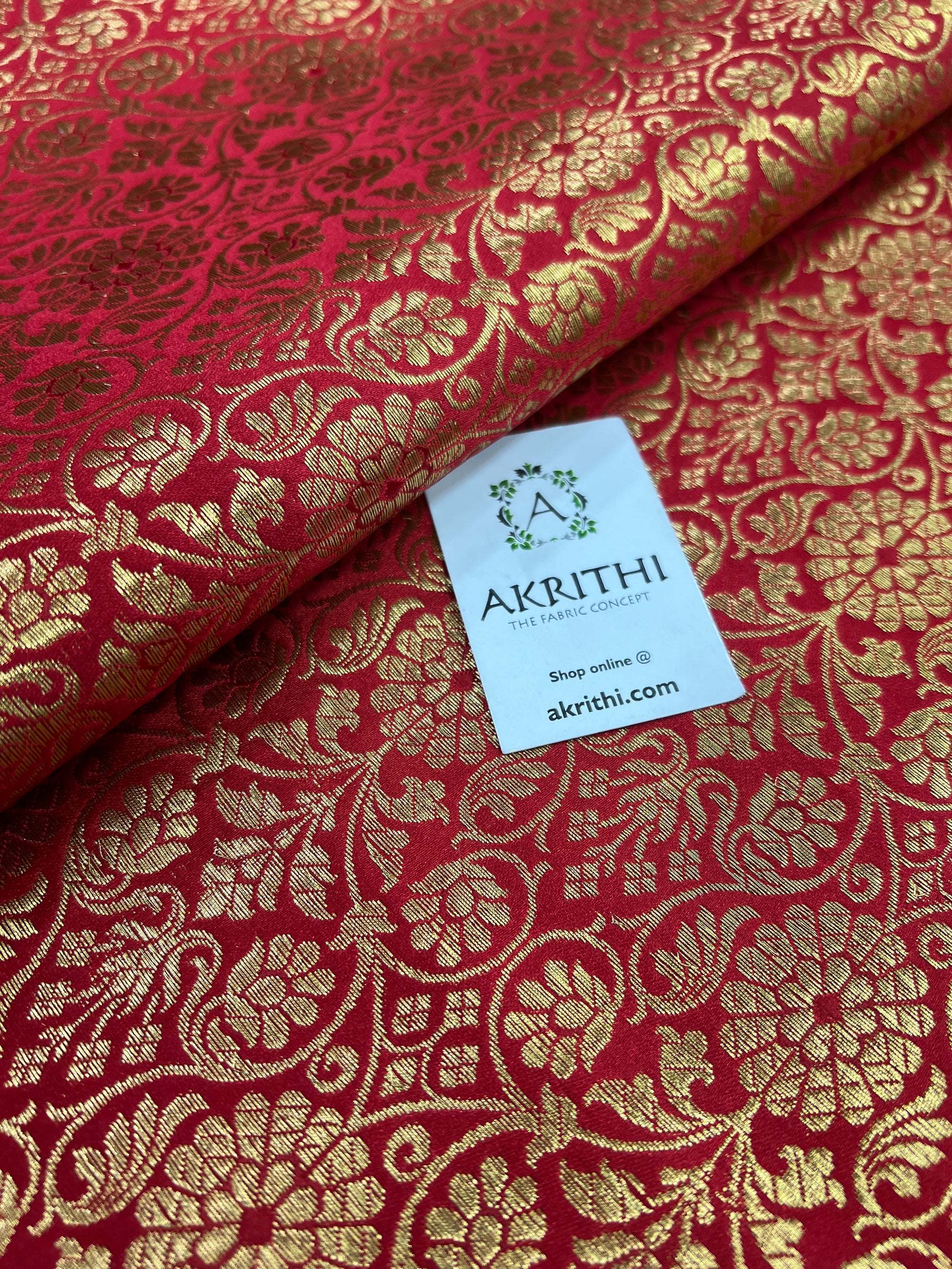 Banarasi brocade fabric red