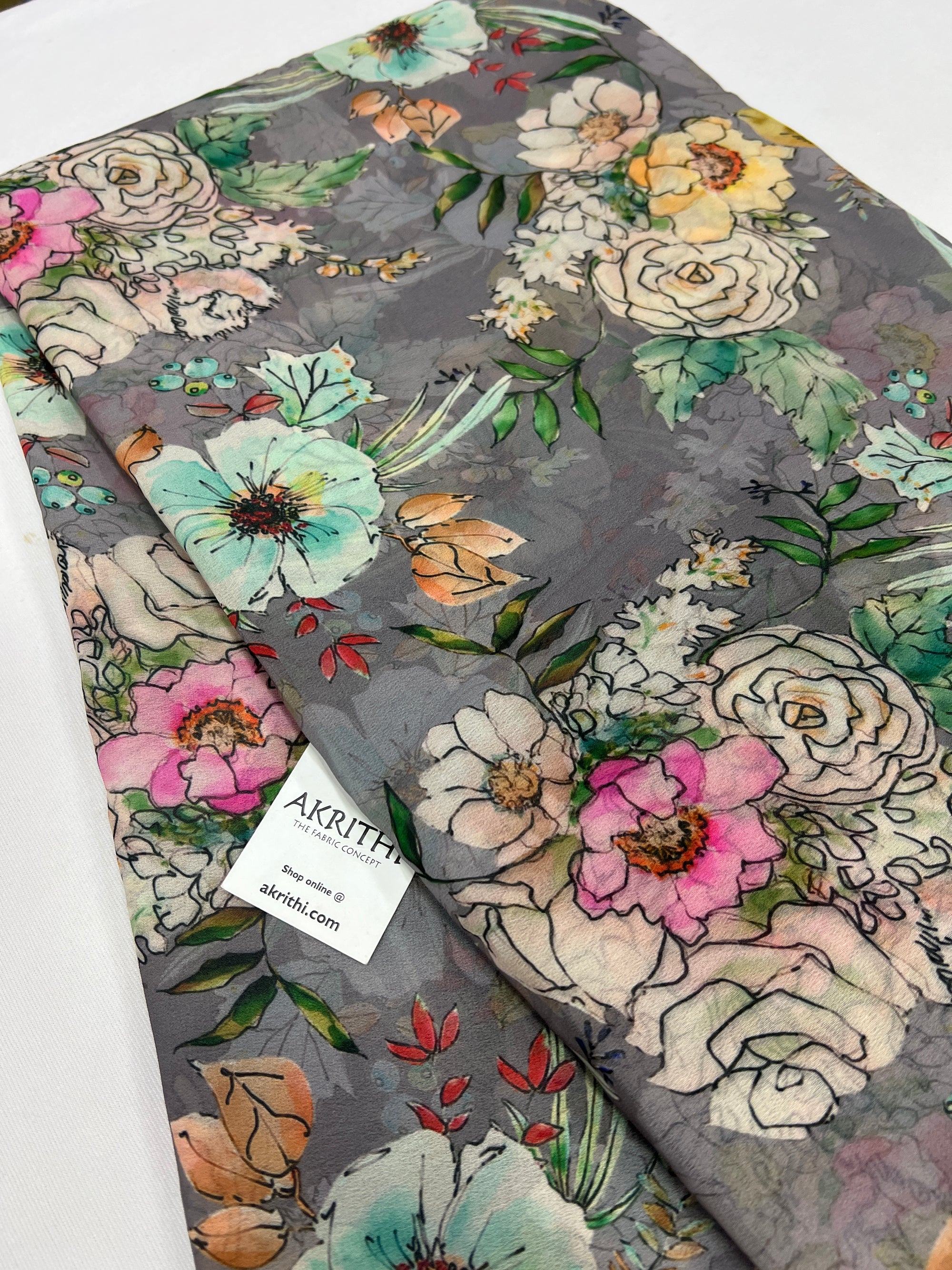 Digital floral printed georgette fabric