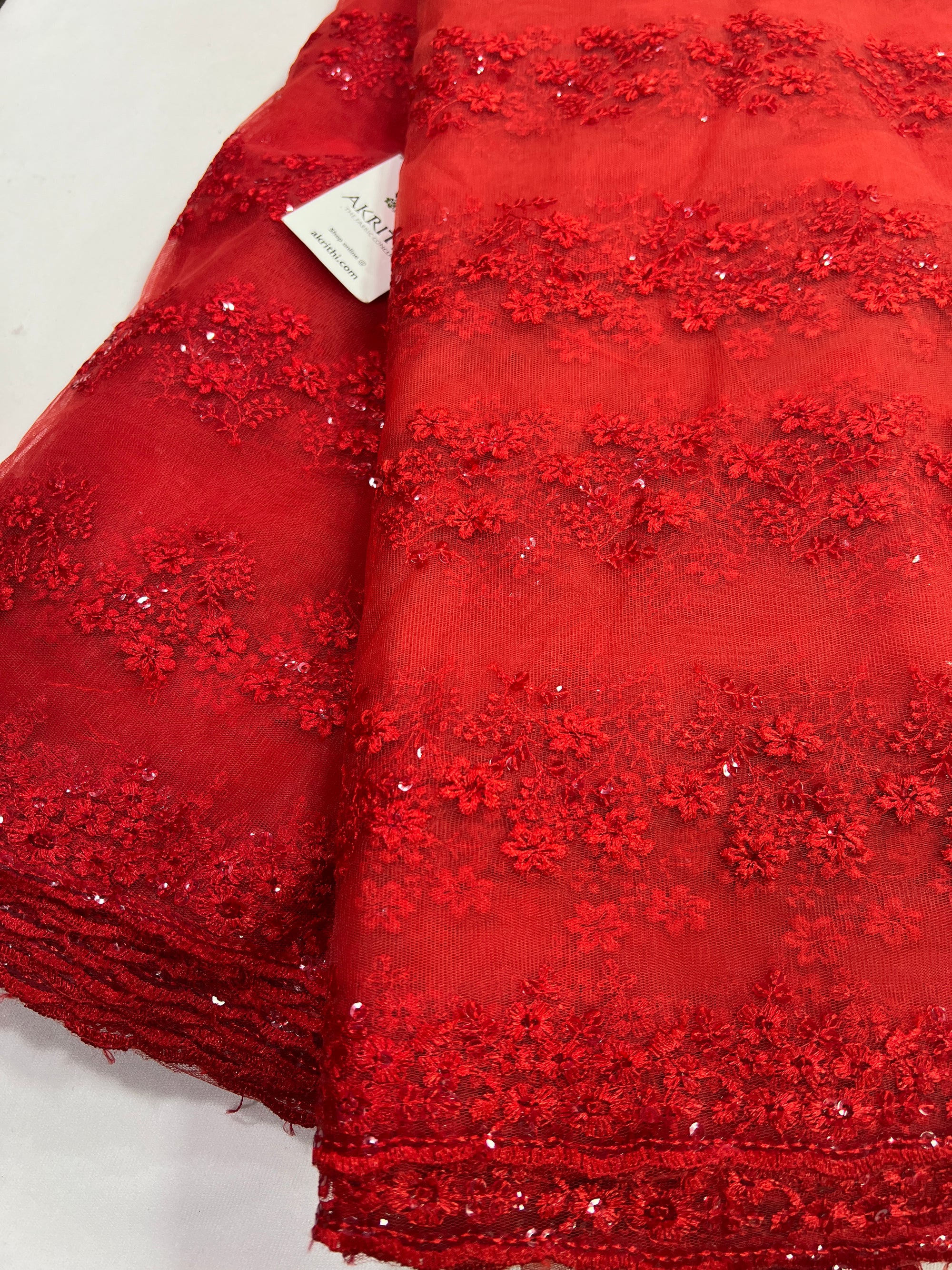 Embroidery on net fabric