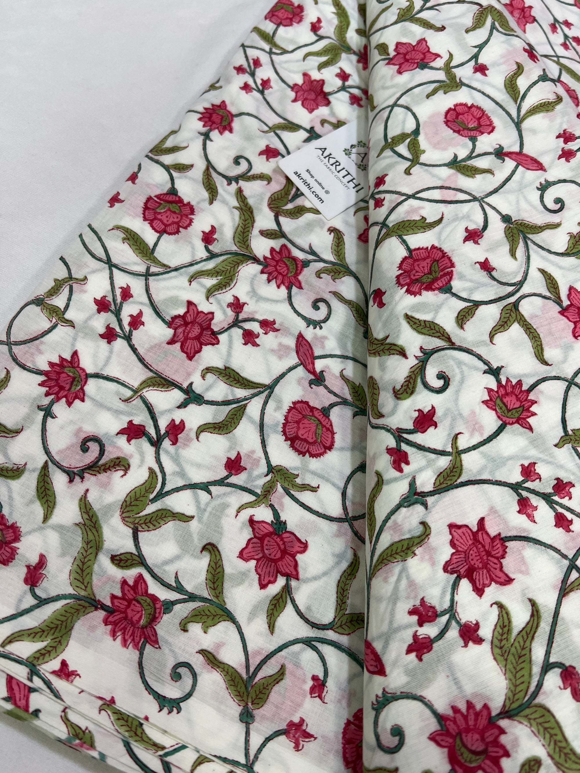 Hand block Printed pure mul cotton fabric