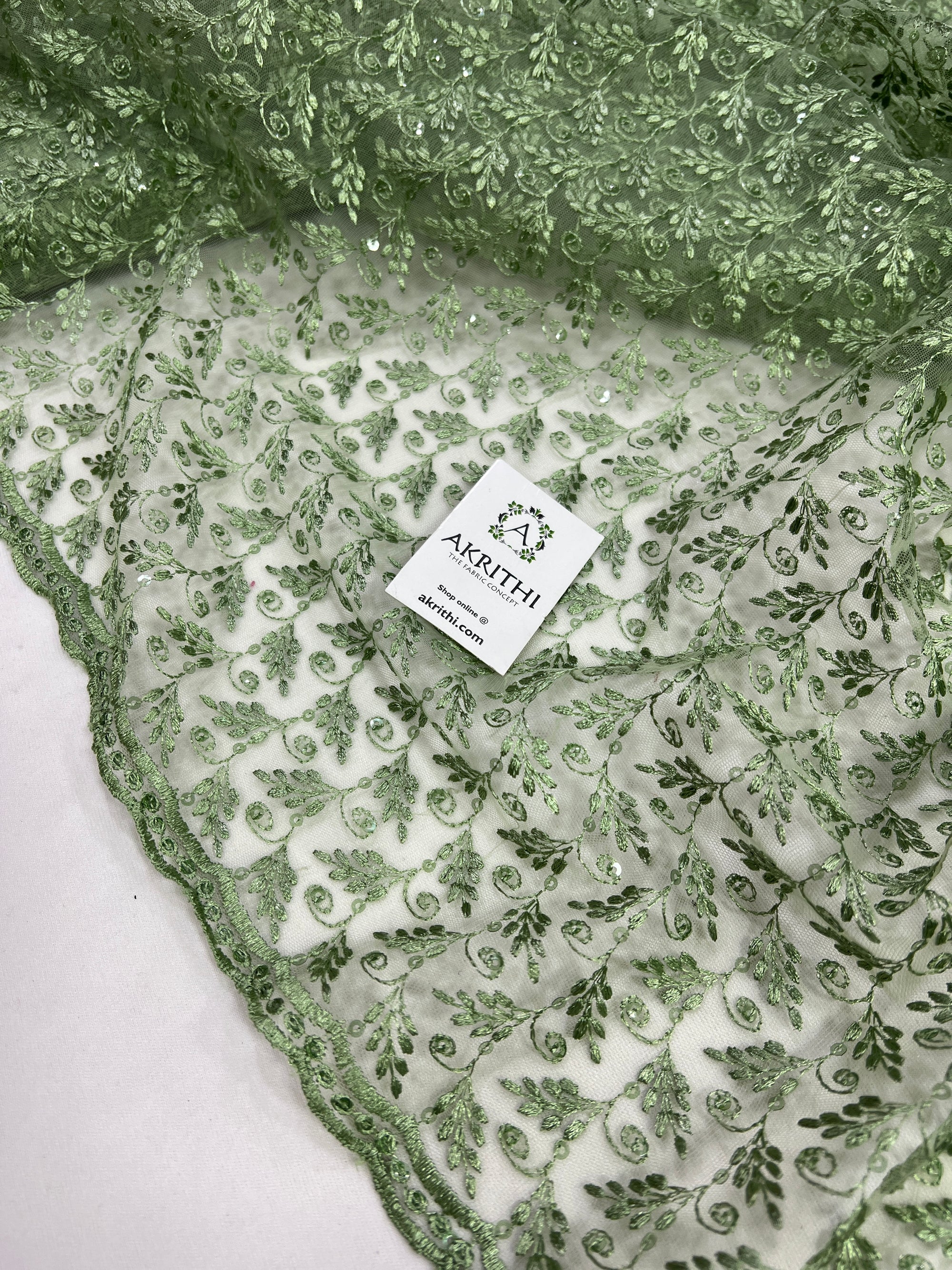 Embroidery on net fabric