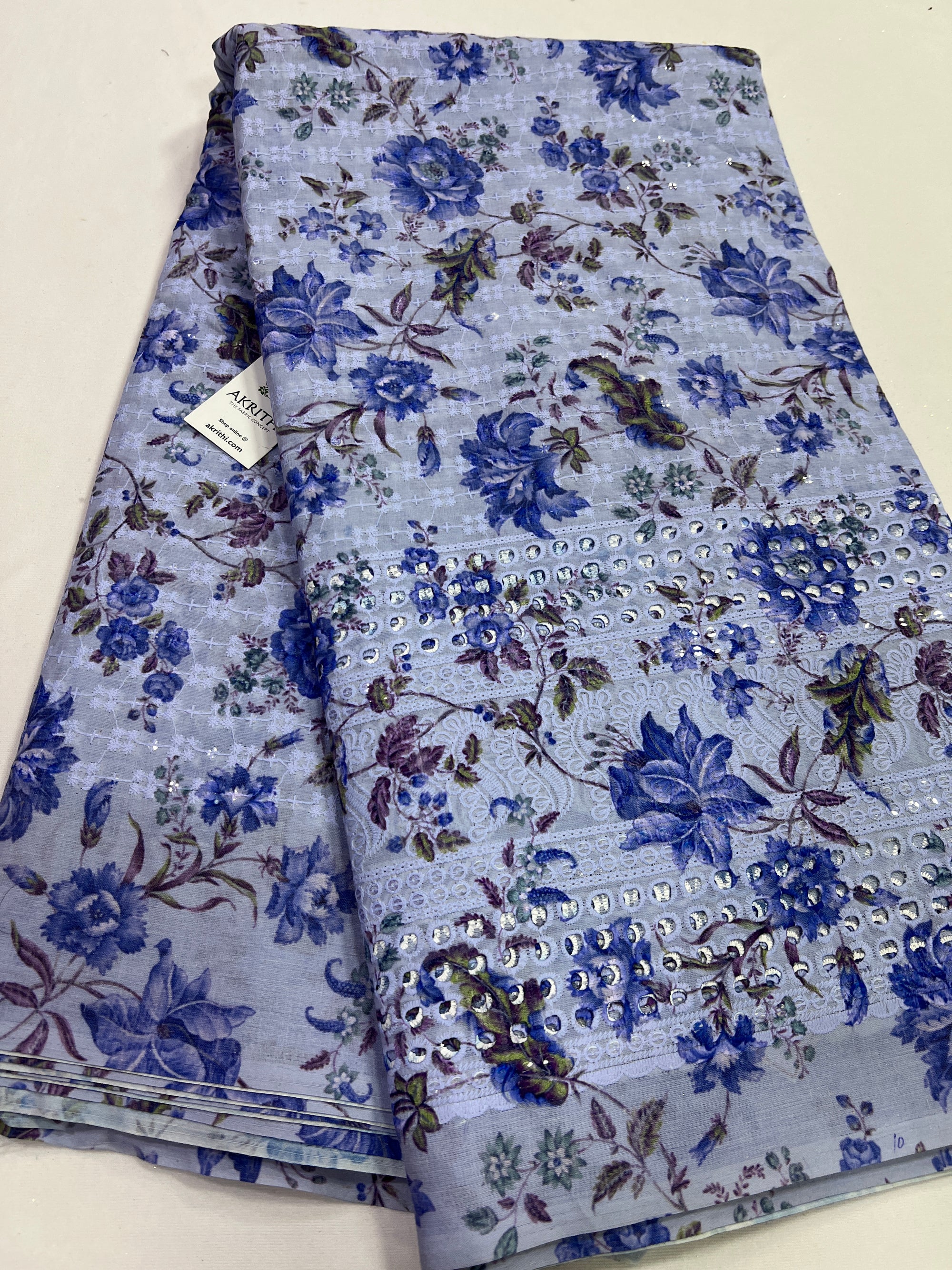 Hakoba printed Cotton schiffli fabric