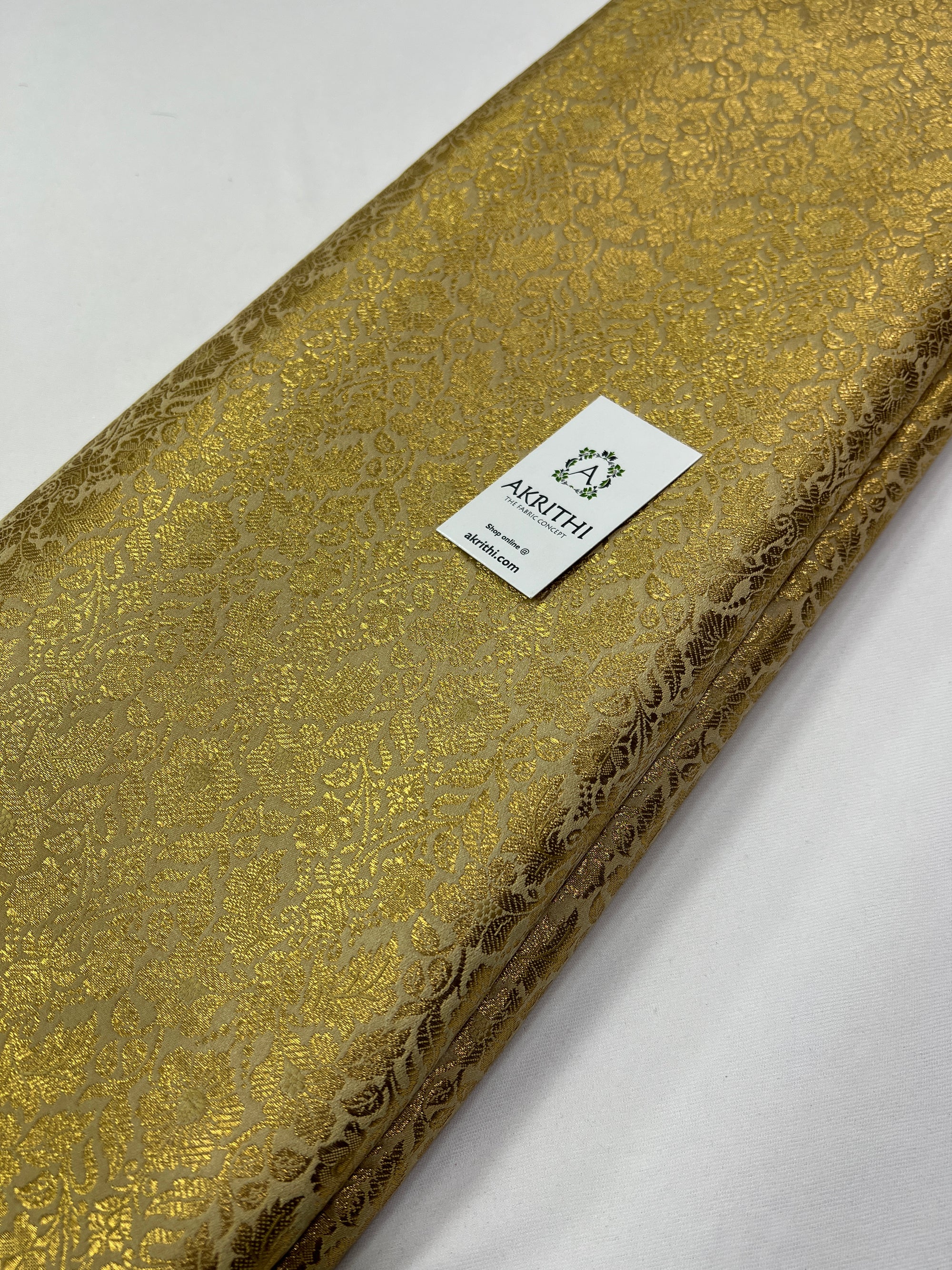 Handloom Banarasi brocade fabric beige colour