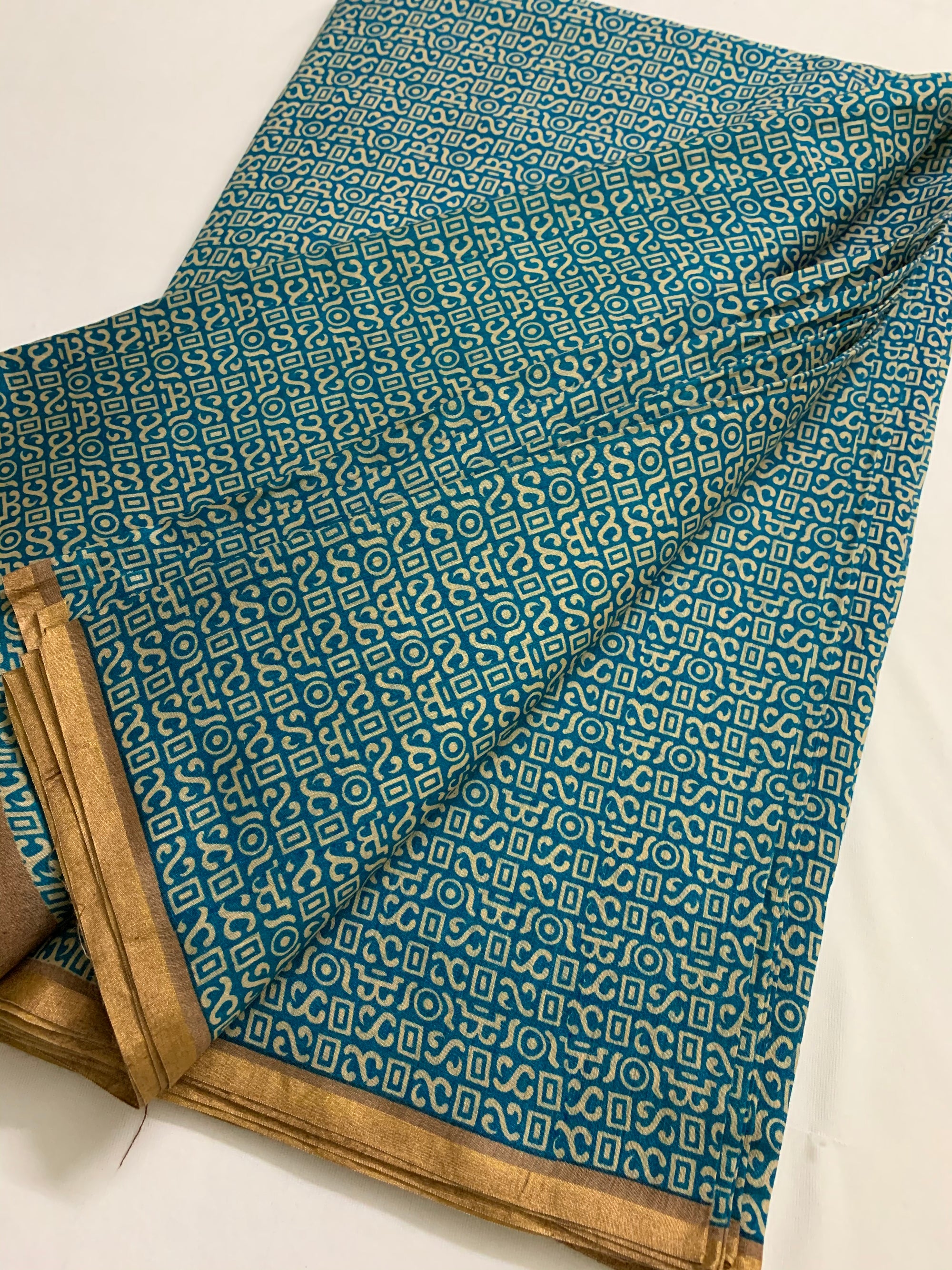 Printed handloom pure munga silk fabric