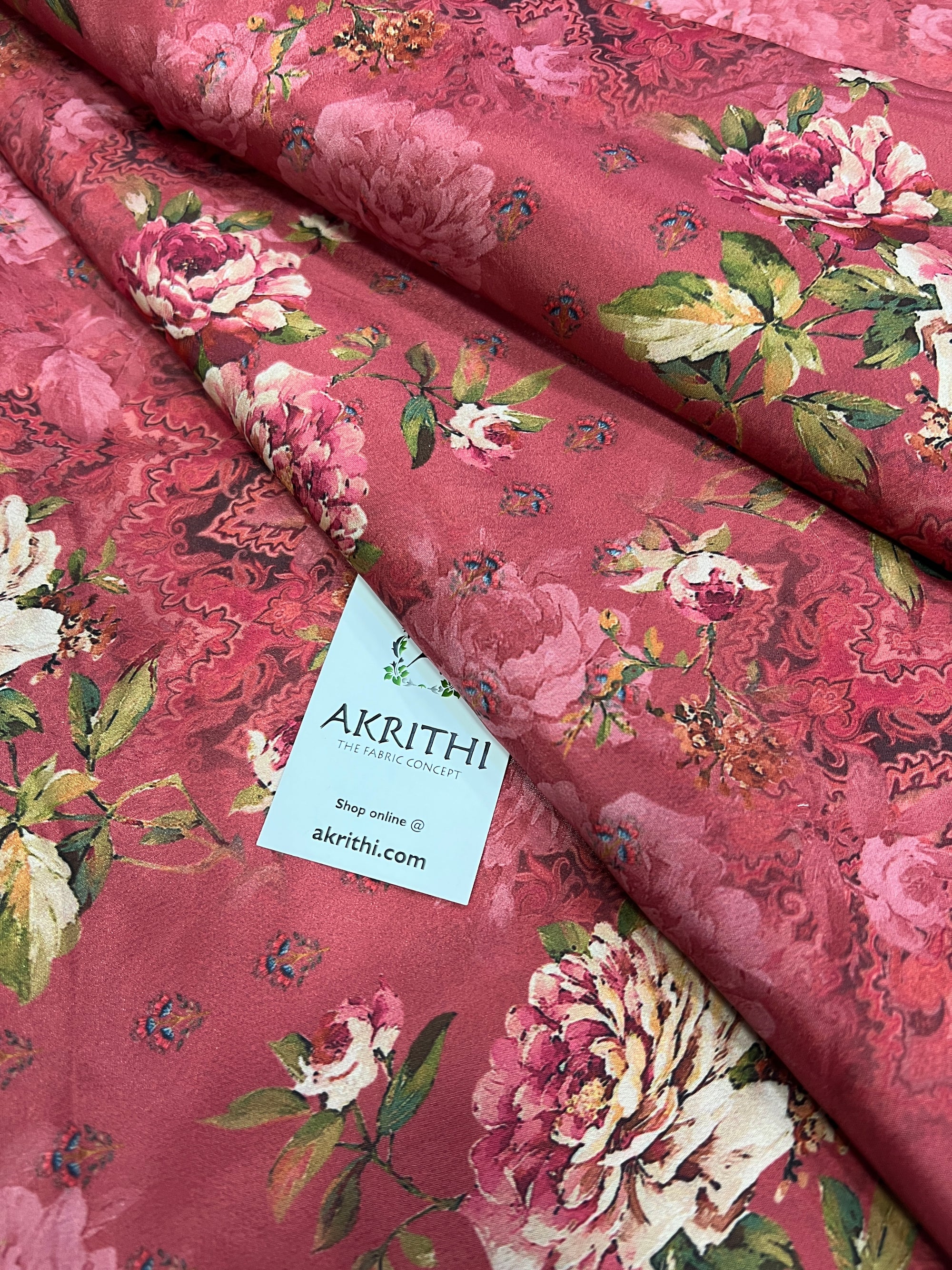Digital floral printed crepe fabric