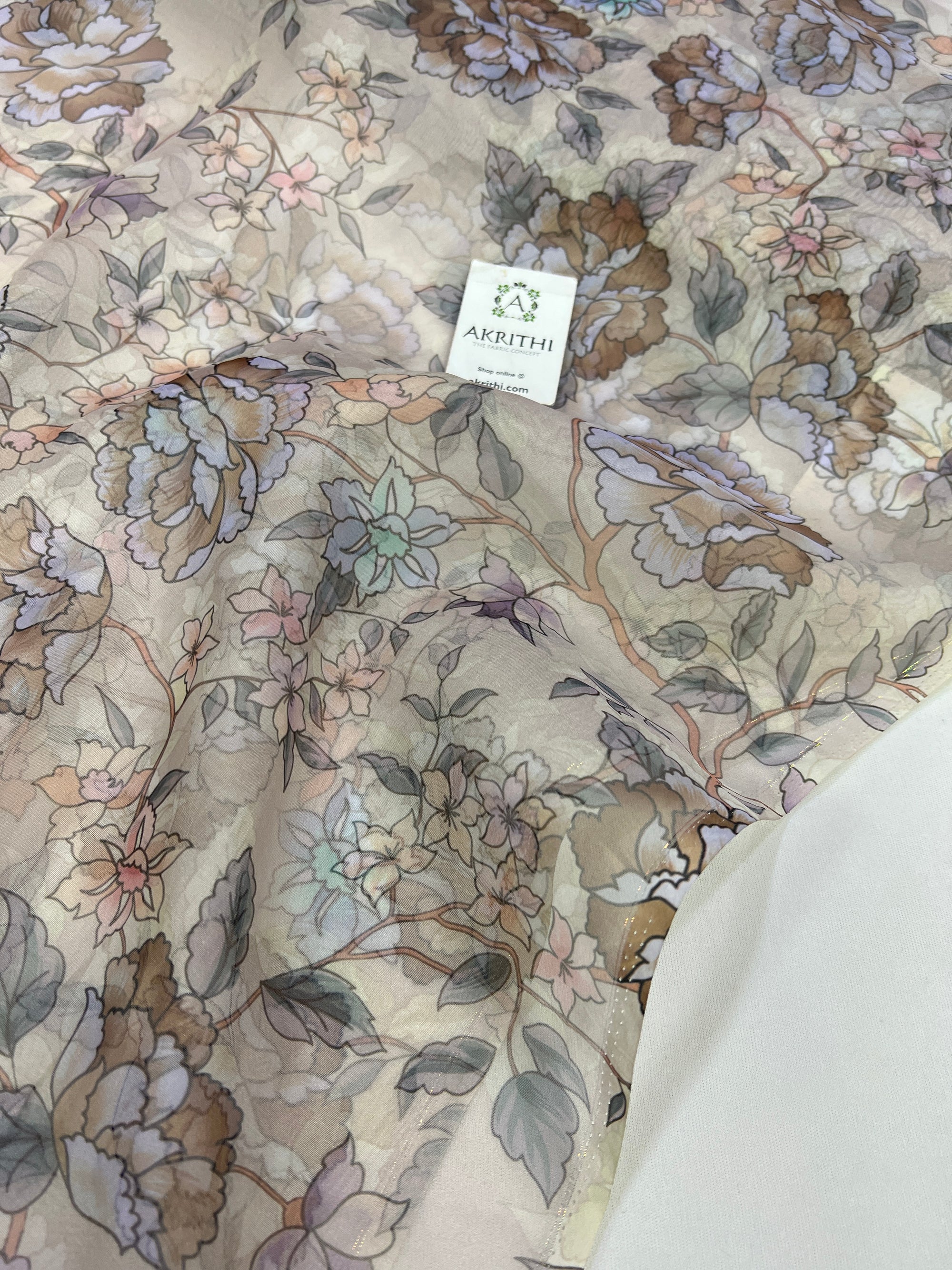 Digital floral Printed organza fabric