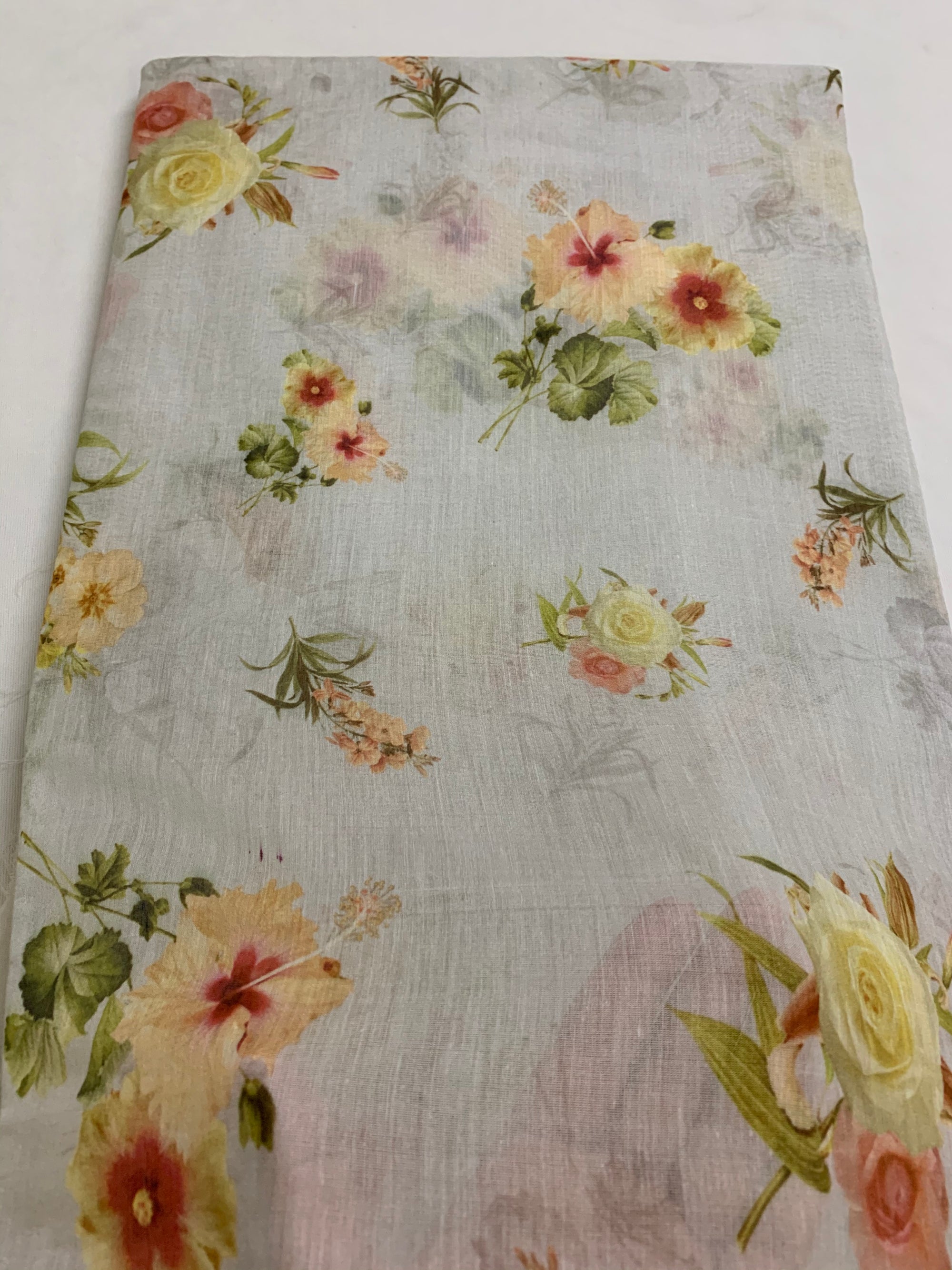 Floral Printed Pure silk cotton fabric