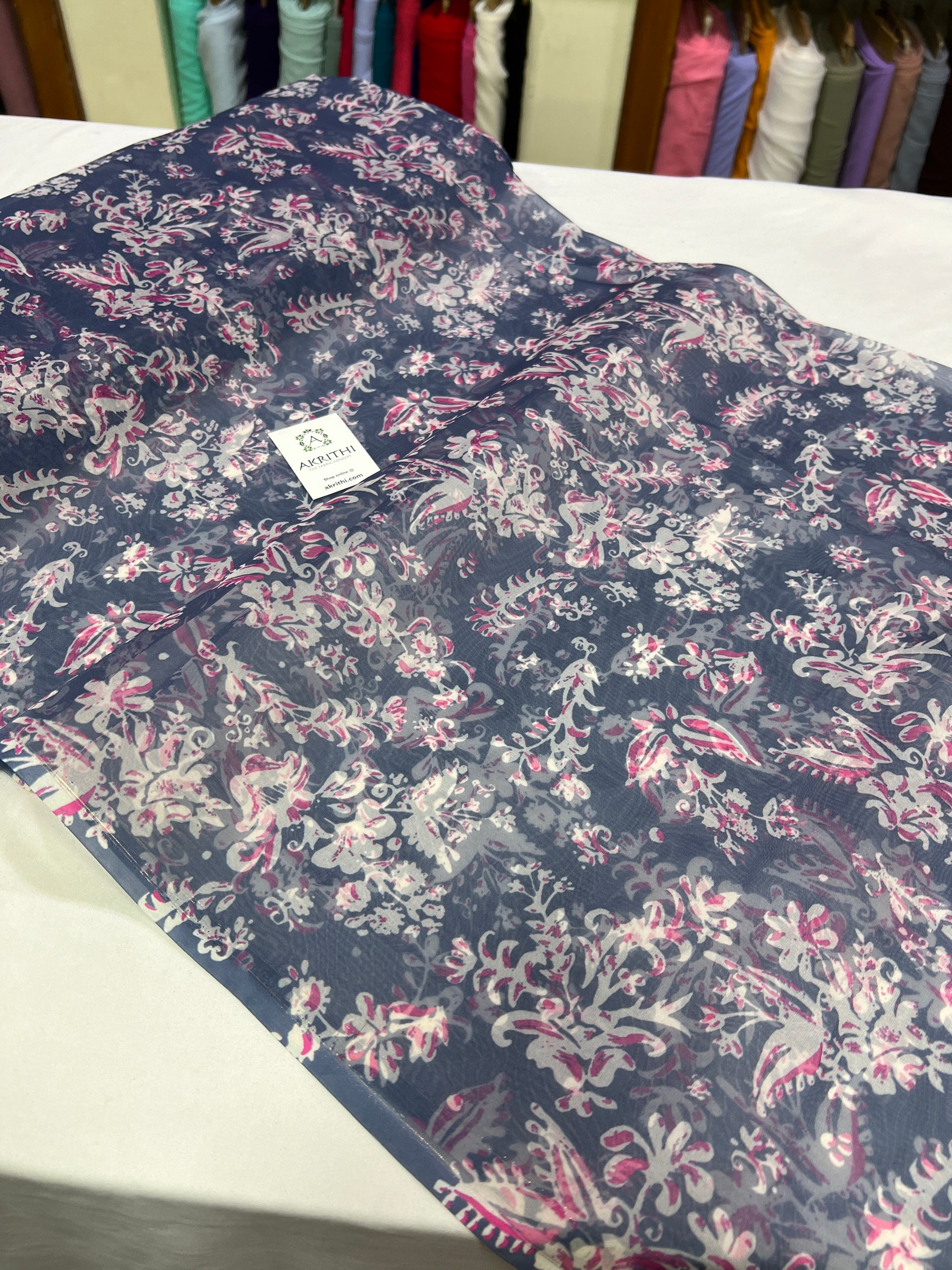 Digital floral Printed organza fabric
