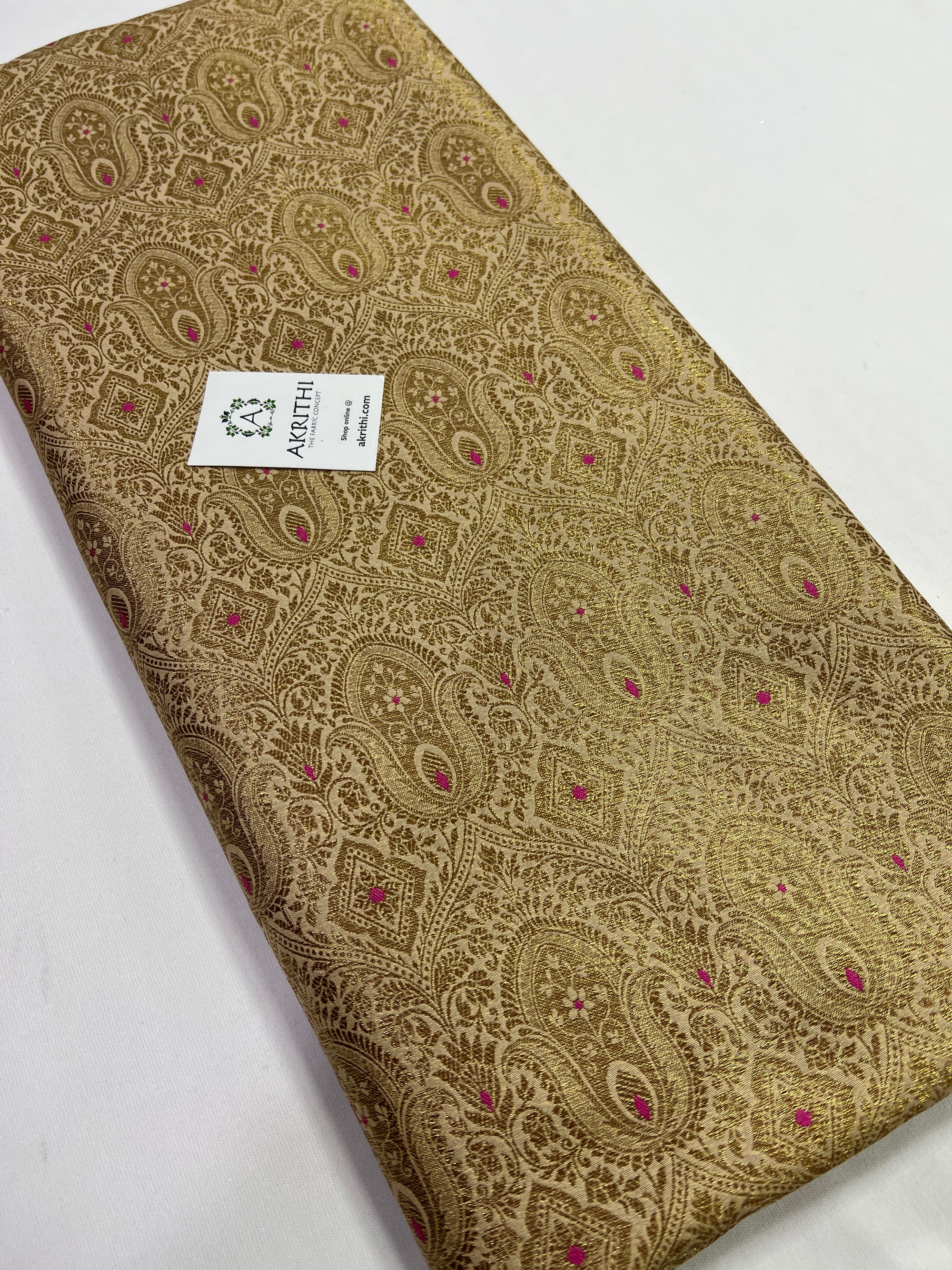 Handloom Banarasi brocade fabric with antique zari