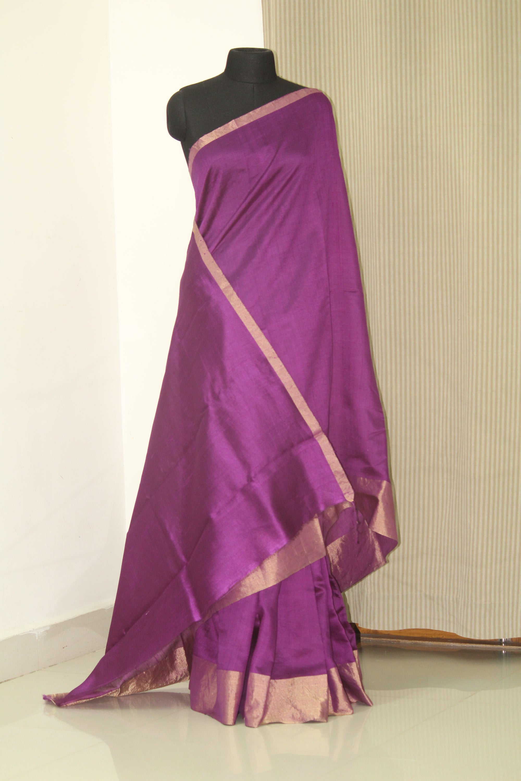 Pure raw silk saree with zari border