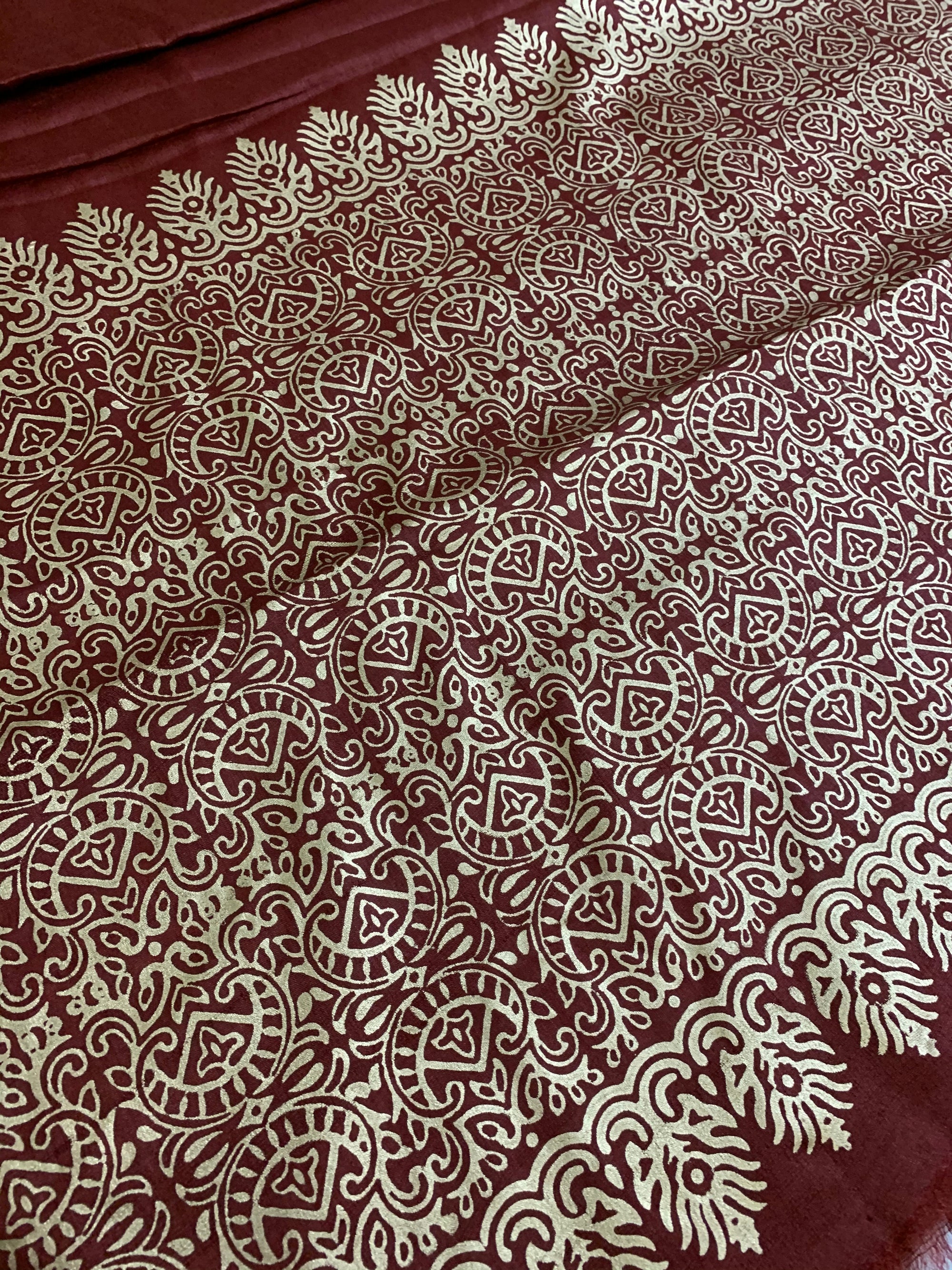 Pure Tussar silk saree with block print