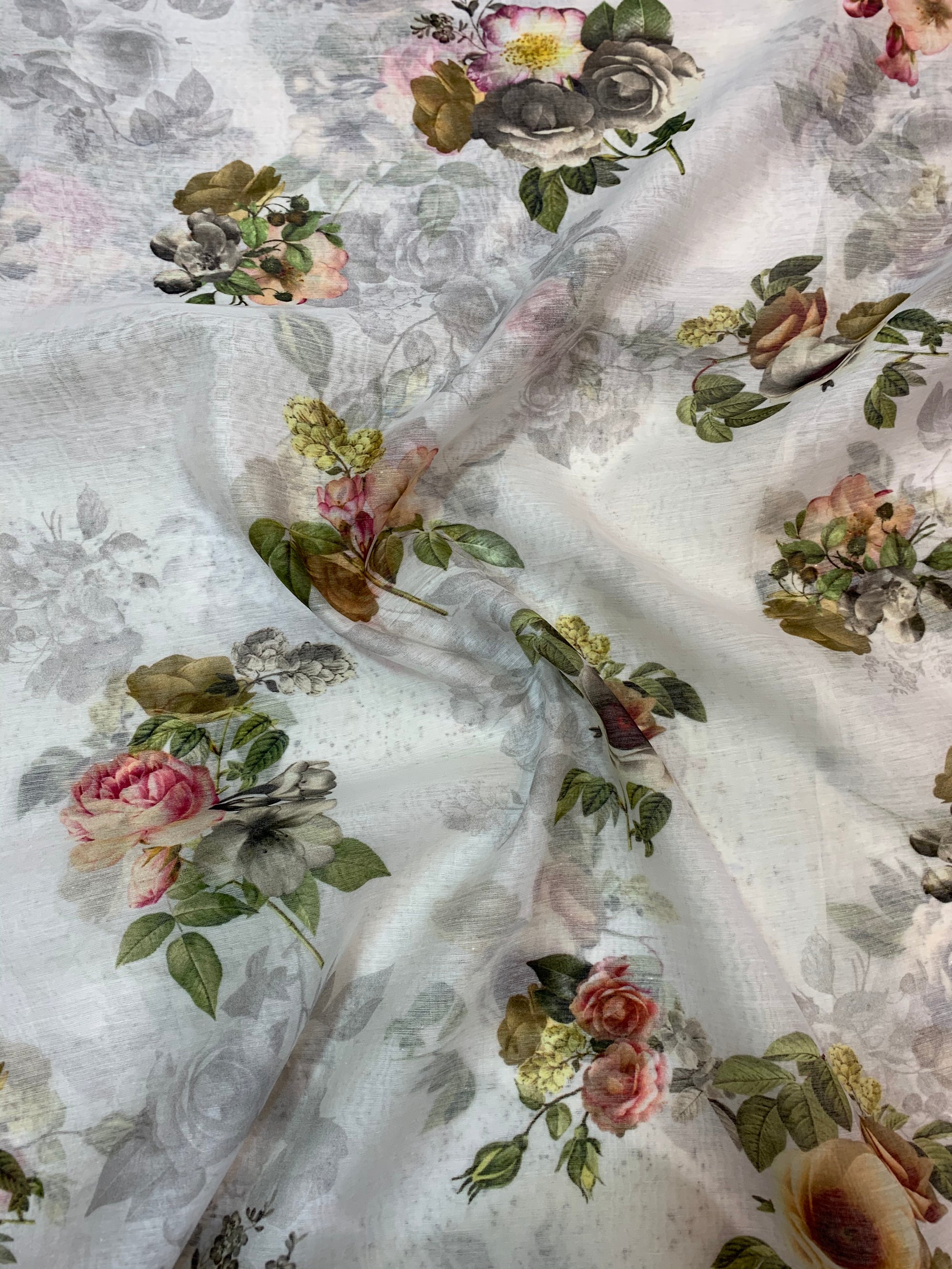 Floral Printed Pure silk cotton fabric