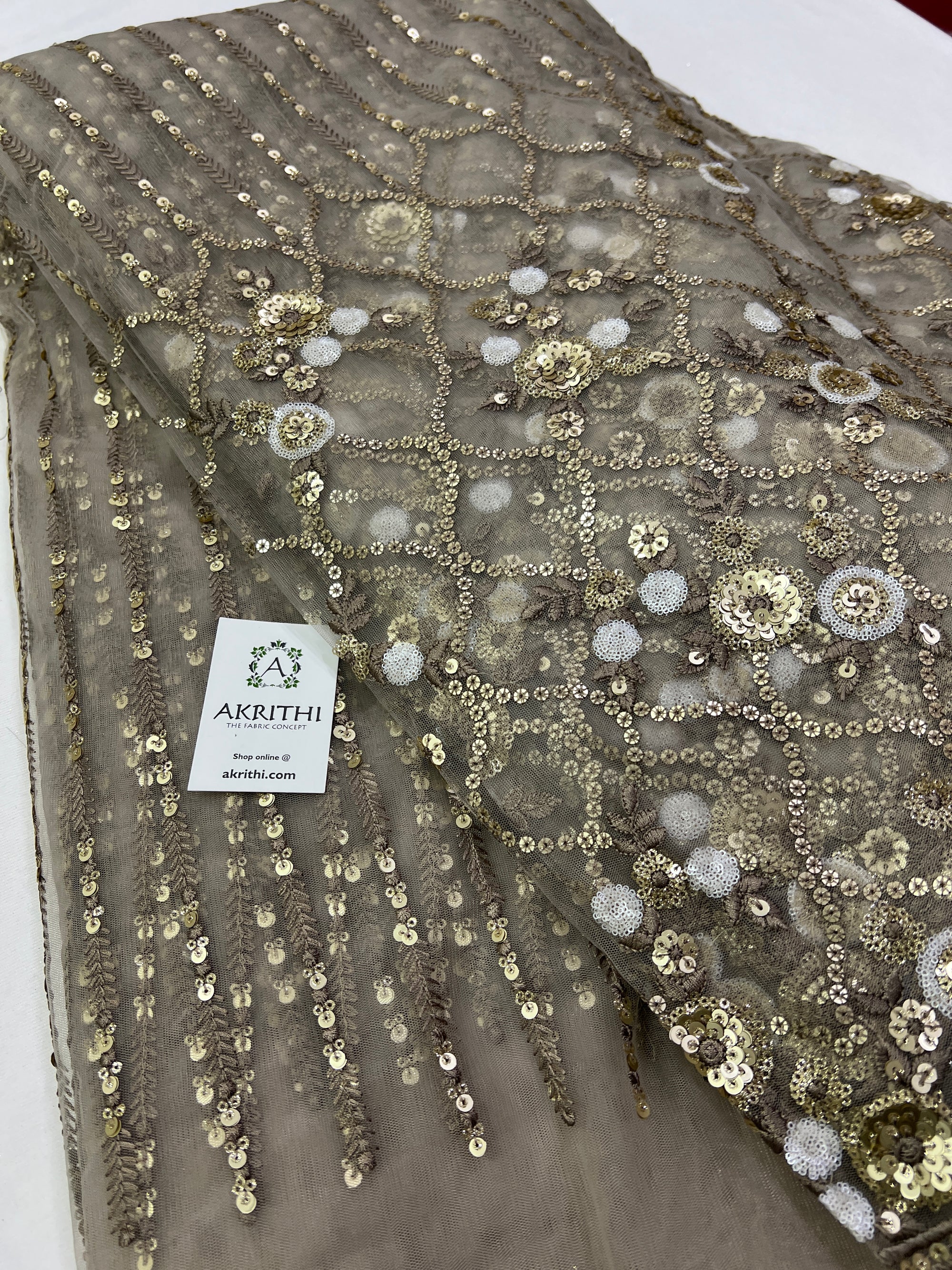 Embroidery on net fabric